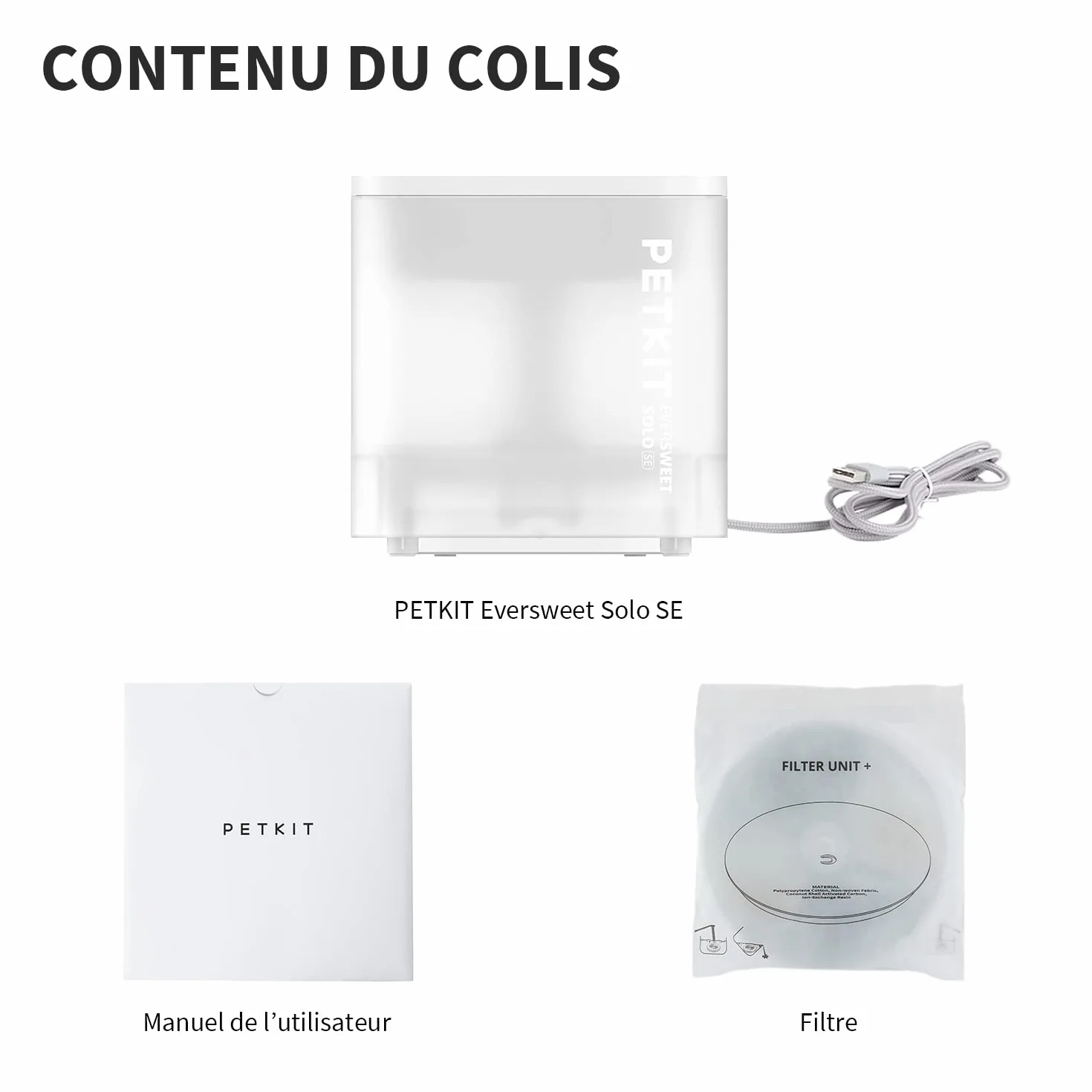 PETKIT CYBERTAIL Fontaine à Eau pour Chats, Pompe sans Fil, 25dB, Filtre 3.0, LED, 1,8L
