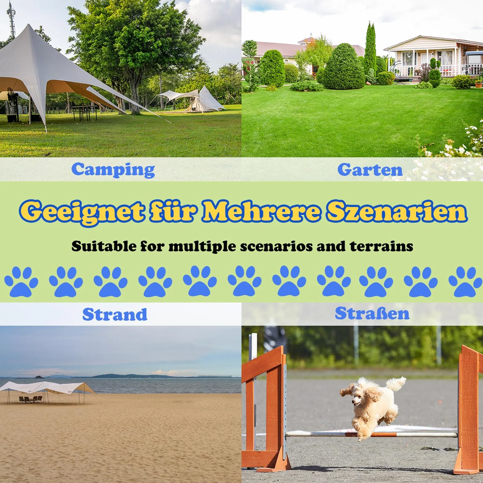 Kit d'équipement pour chien Agility 4 obstacles réglables en hauteur 104 x 70 x 101 cm Bleu