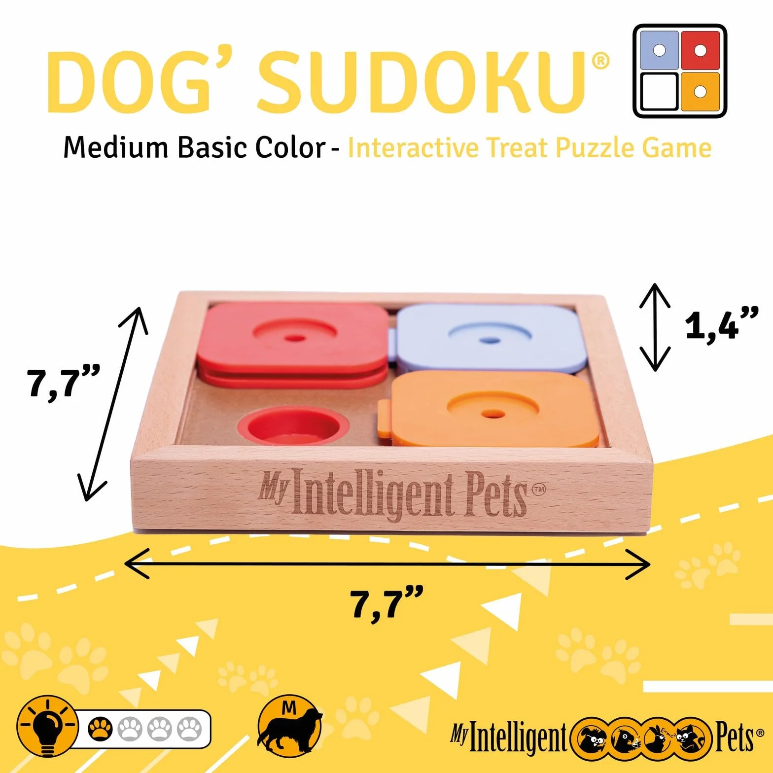 Jouet Chien Occupation Sudoku – Jouet Interactif pour Entraînement Mental Chien - Jeu Intelligence Chiens Stimule Cerveau Réduit Ennui - Medium Basic Color