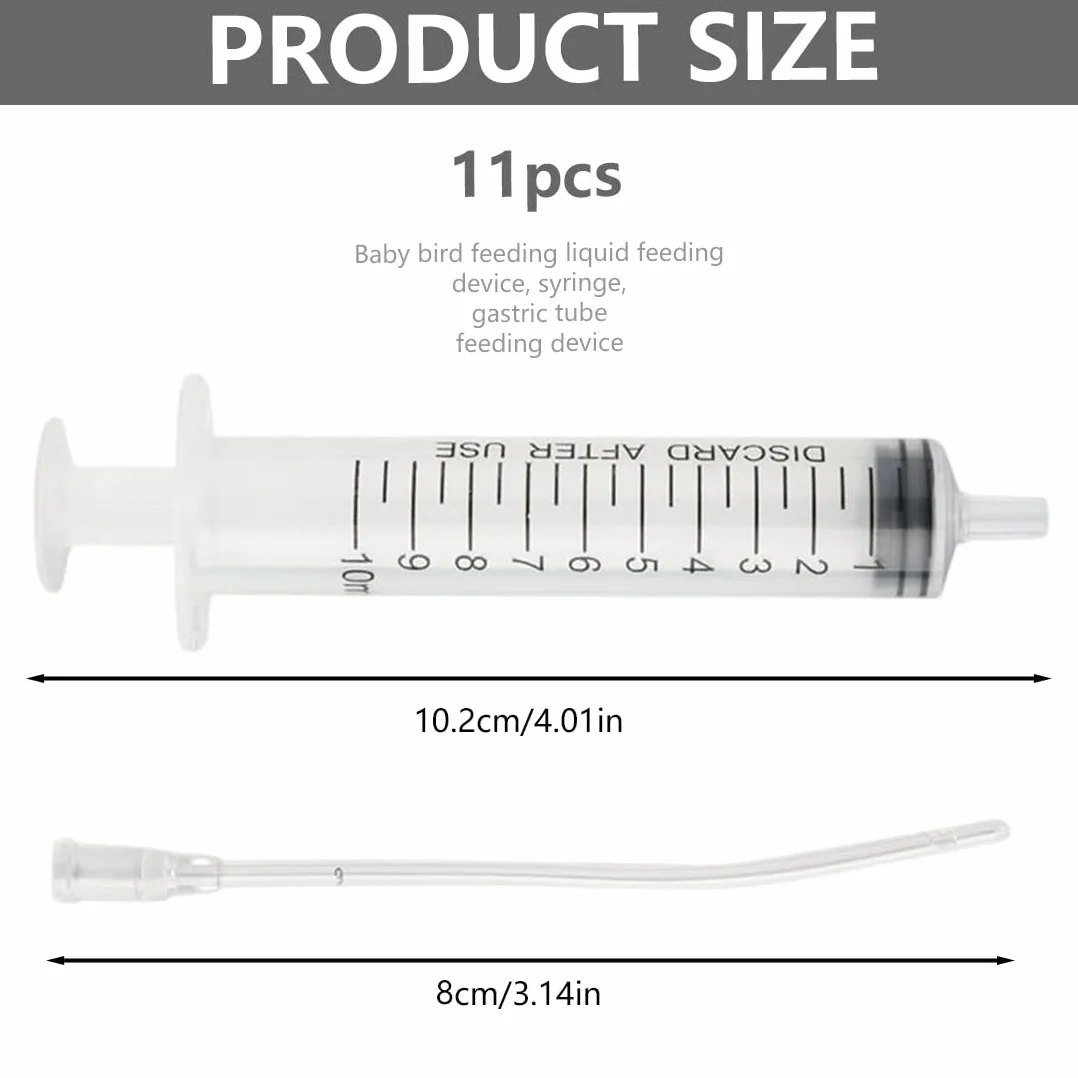 Seringue 10ml pour Nourrissage Bébé Oiseaux Perroquets, Tubes Souples Alimentation avec 10 Cathéters