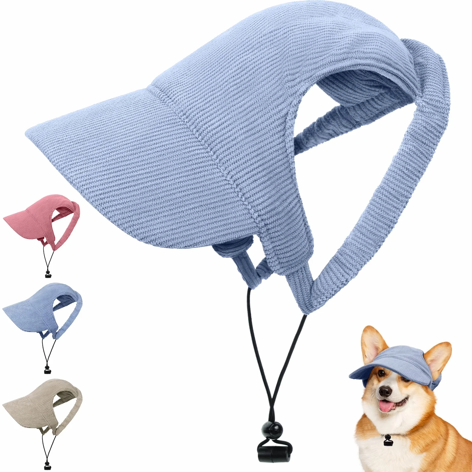 OFFCUP Casquette de Baseball pour Chien, Réglable Chapeau de Soleil Protection Chiens Chapeau de Sport Trous Adjustable Chapeaus D'extérieur Été pour Animal de Compagnie (XL,Bleu)