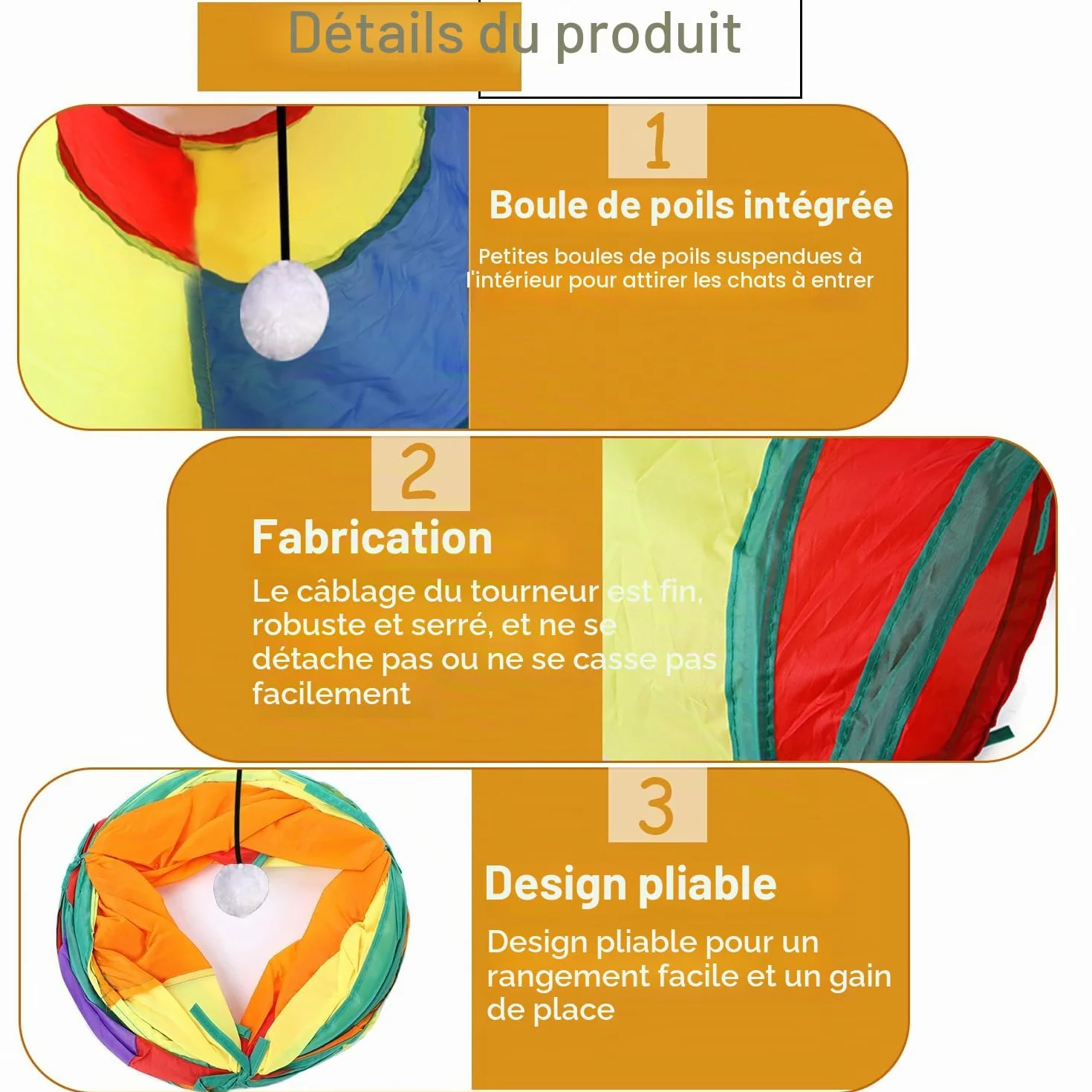 Jouet Tunnel pour Chat Interieur 2 Voies Pliable S-Tunnel pour Chaton Chien Lapin