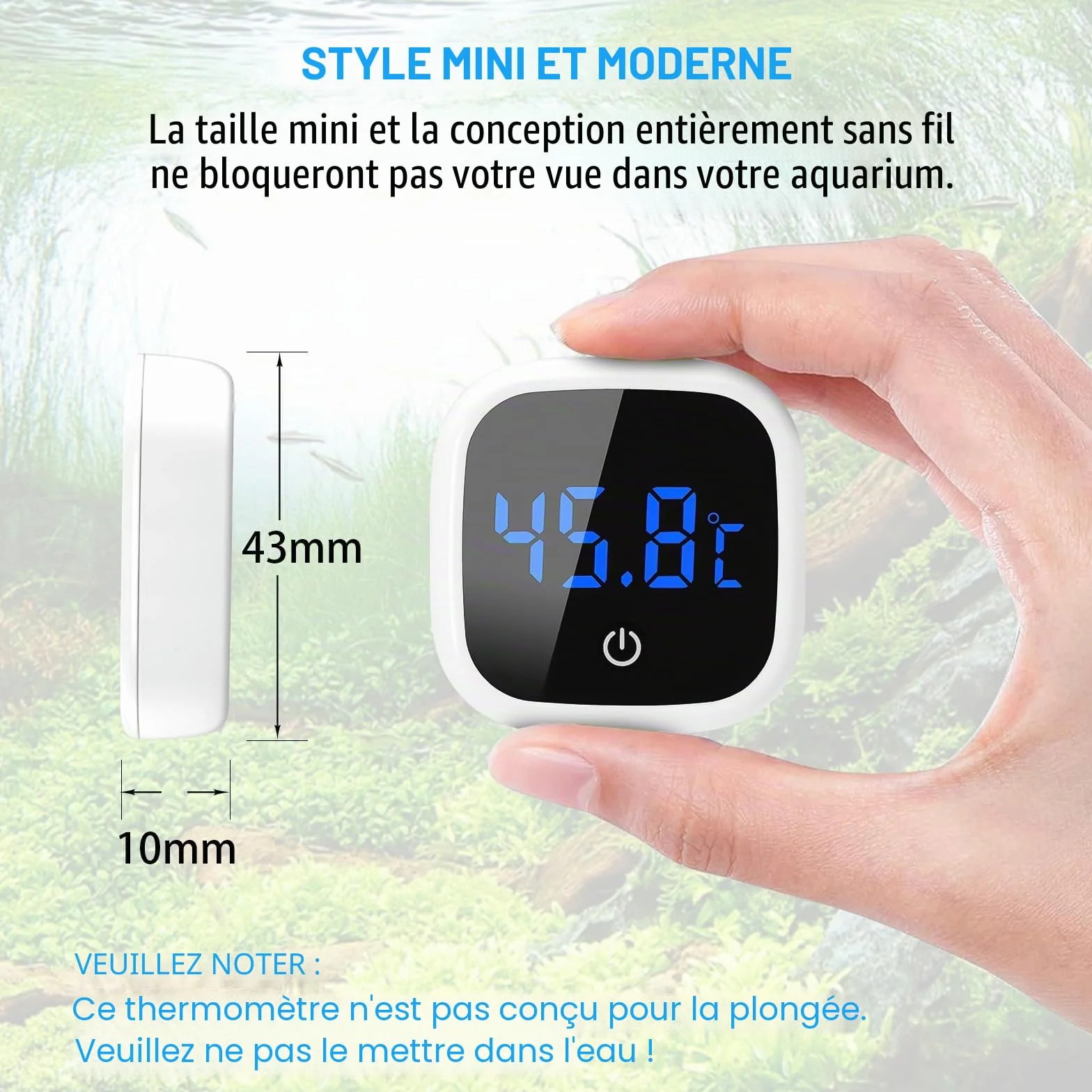 Thermomètre d'aquarium numérique LED haute précision eau douce et eau de mer