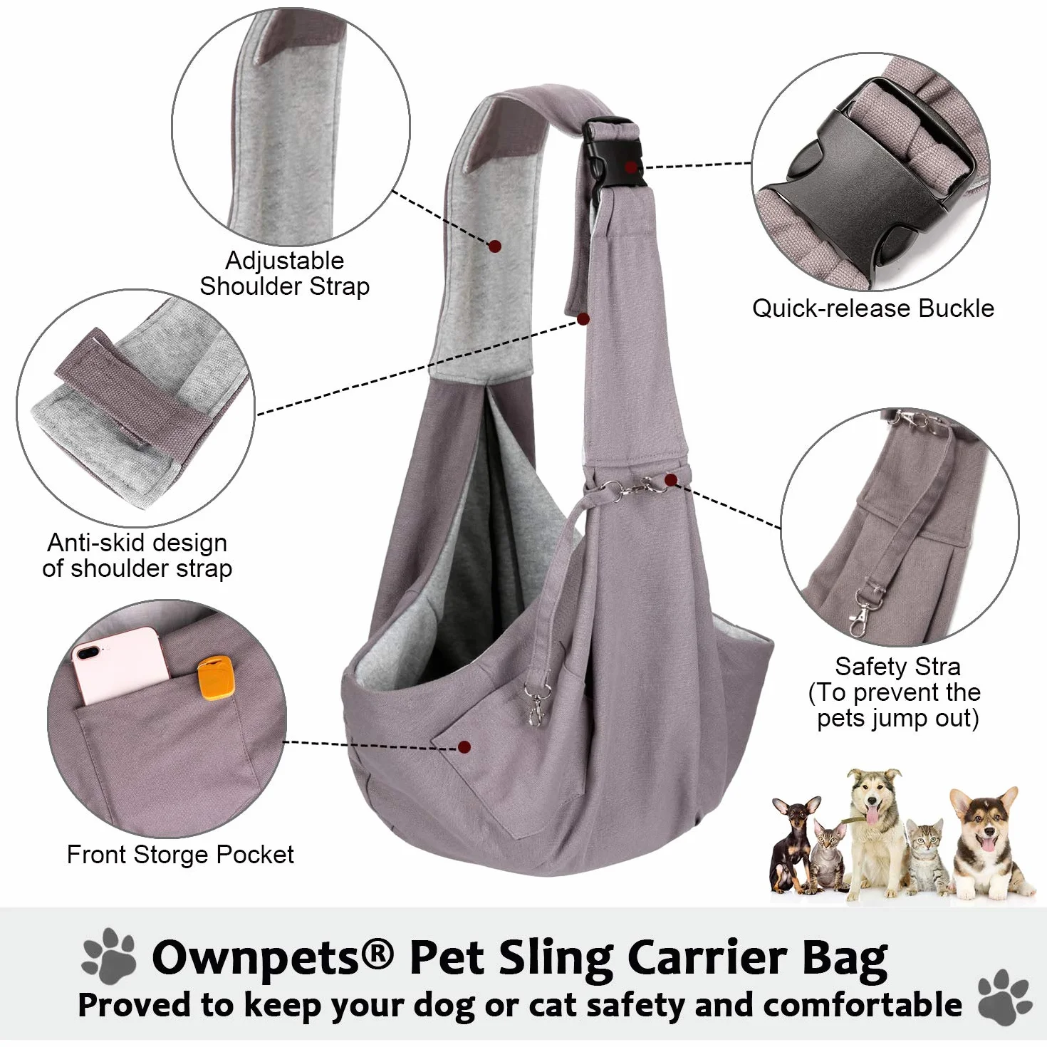 Sac de Transport en Bandoulière pour Animaux 13 kg pour Chiens et Chats