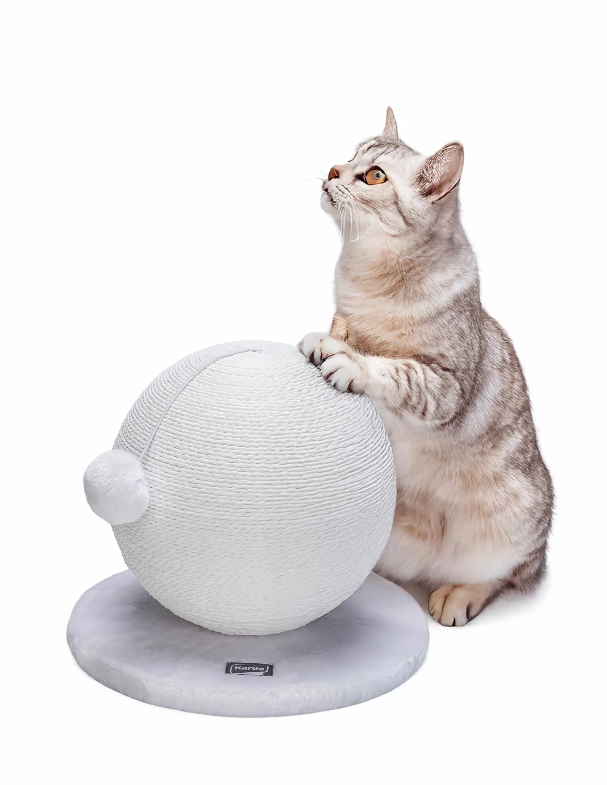 Karlie Boule à gratter pour Chat - Bolly - 30,5 x 30,5 x 28 cm - Blanc