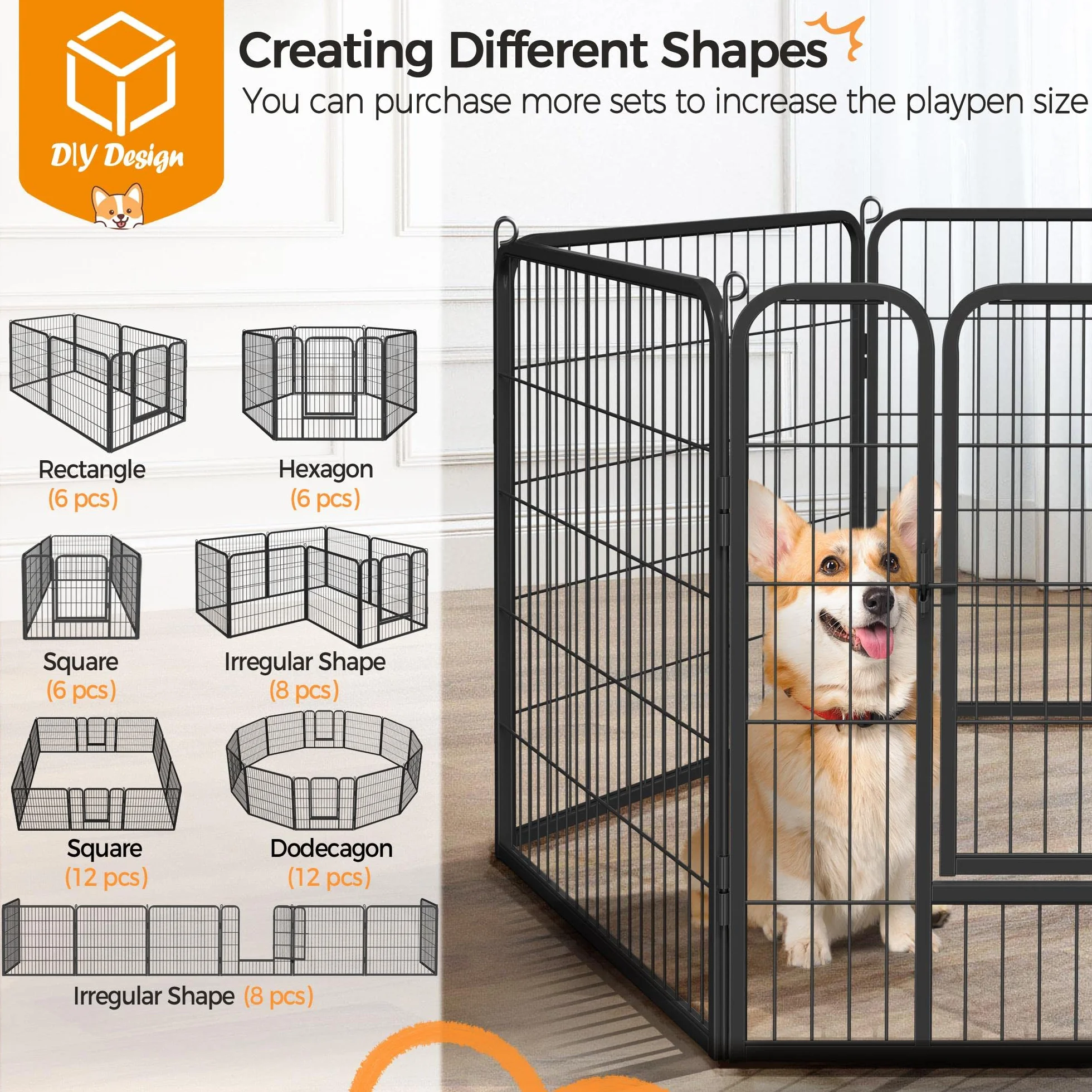 Yaheetech Parc pour Chien Enclos Interieur 6 Panneaux 80 x 80 cm Noir