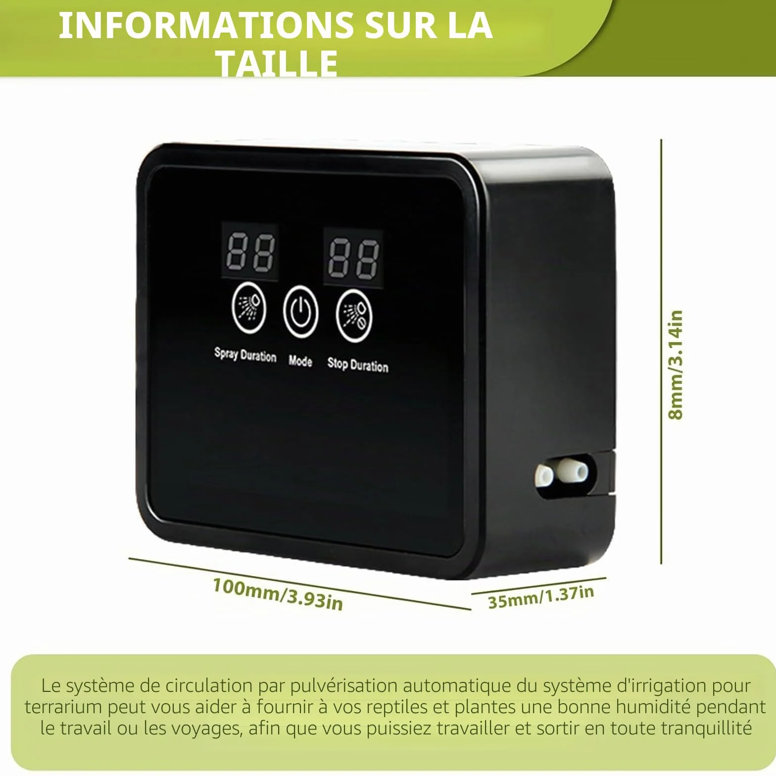 Humidificateur intelligent pour reptiles - Système d'arrosage pour terrarium avec minuterie et buses de pulvérisation