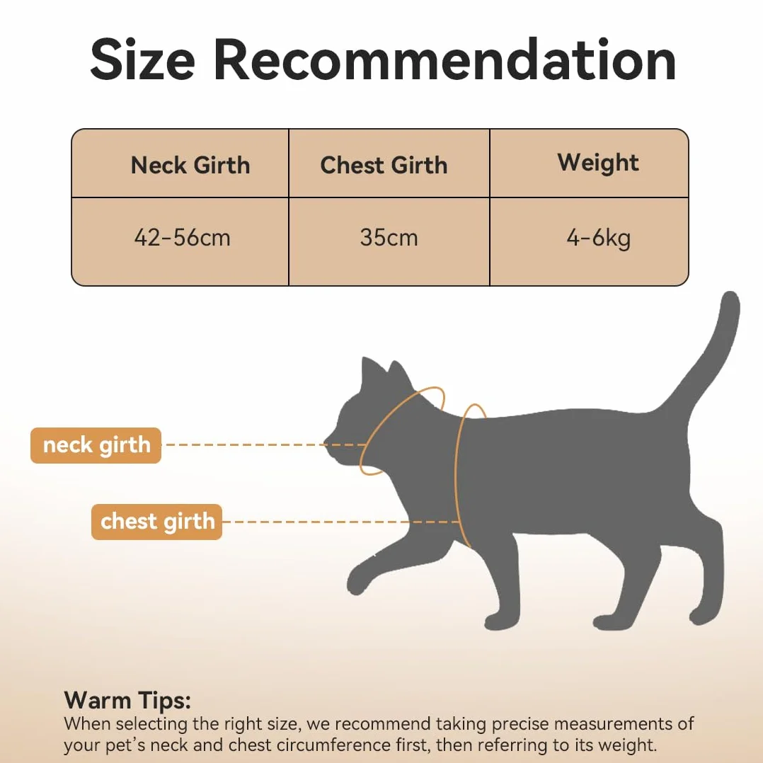 Harnais pour Chat 3 en 1 avec Laisse et Ceinture de Sécurité, Ajustable 42-56cm, pour Petit Chat 4-6kg