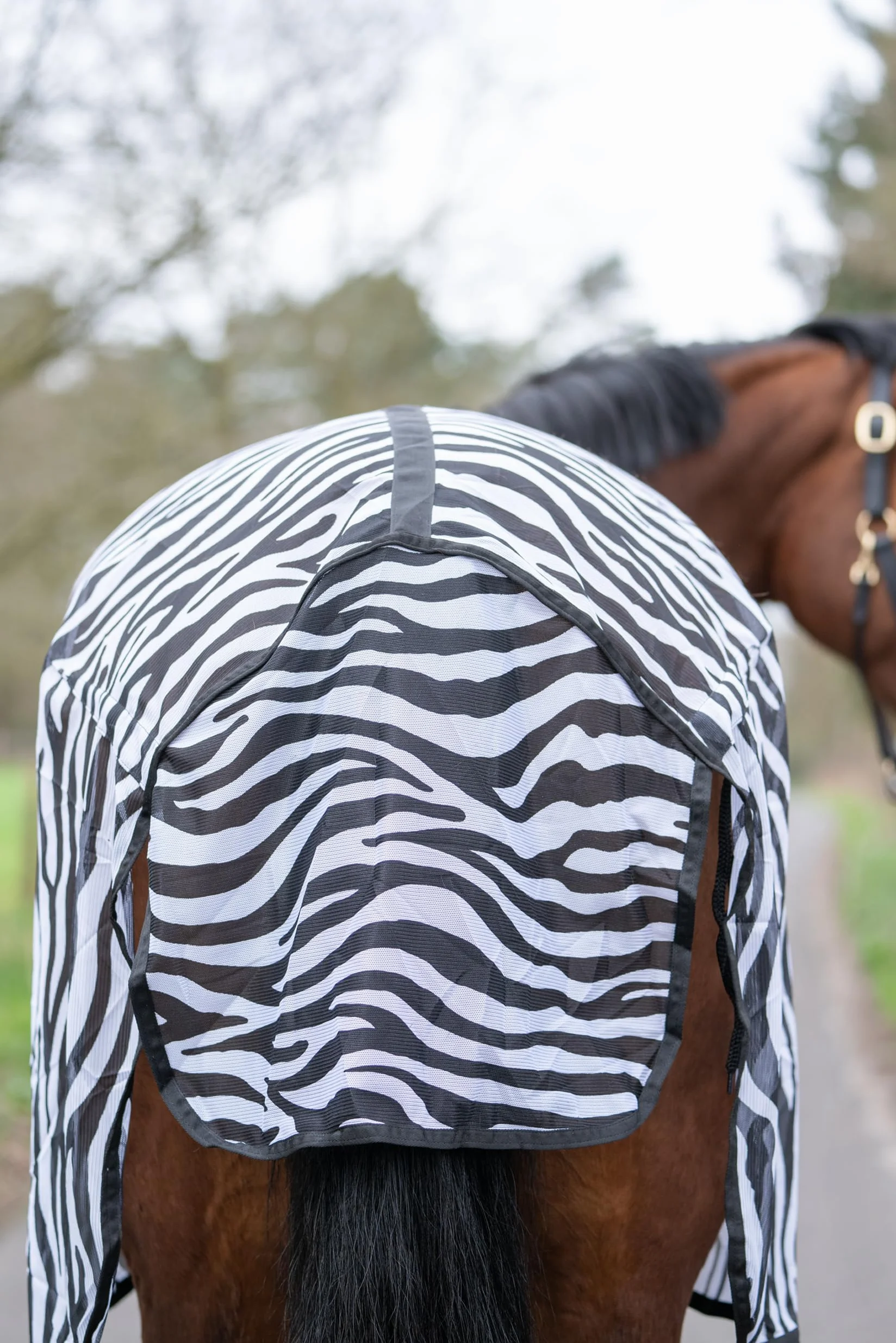HKM Zebra Couverture Anti avec Sangles Crois Blanc/Noir 125 cm