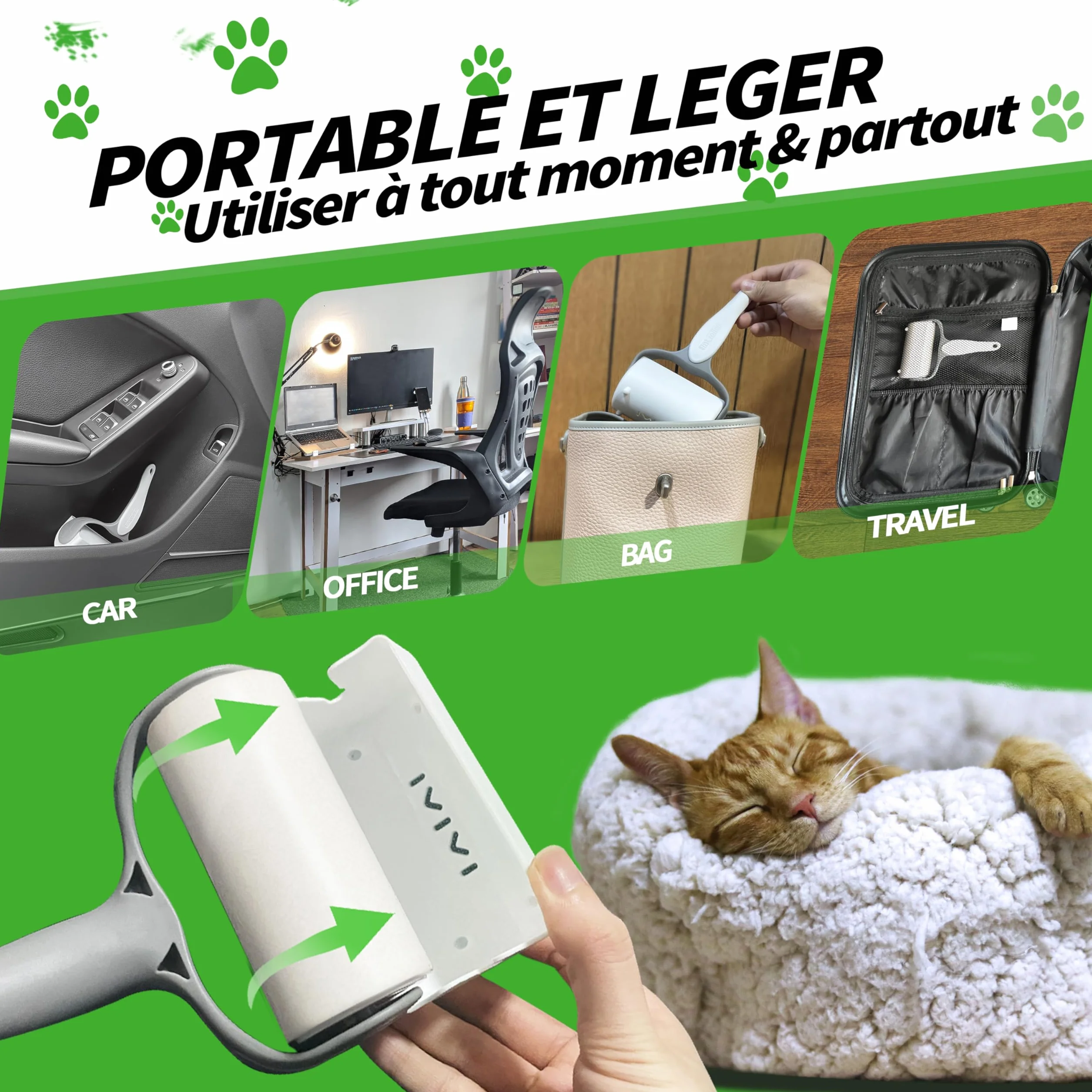 Rouleau Adhésif pour Poils d'Animaux 5 Recharges 300 Feuilles - Élimine Poils Chien Chat sur Vêtements Canapé
