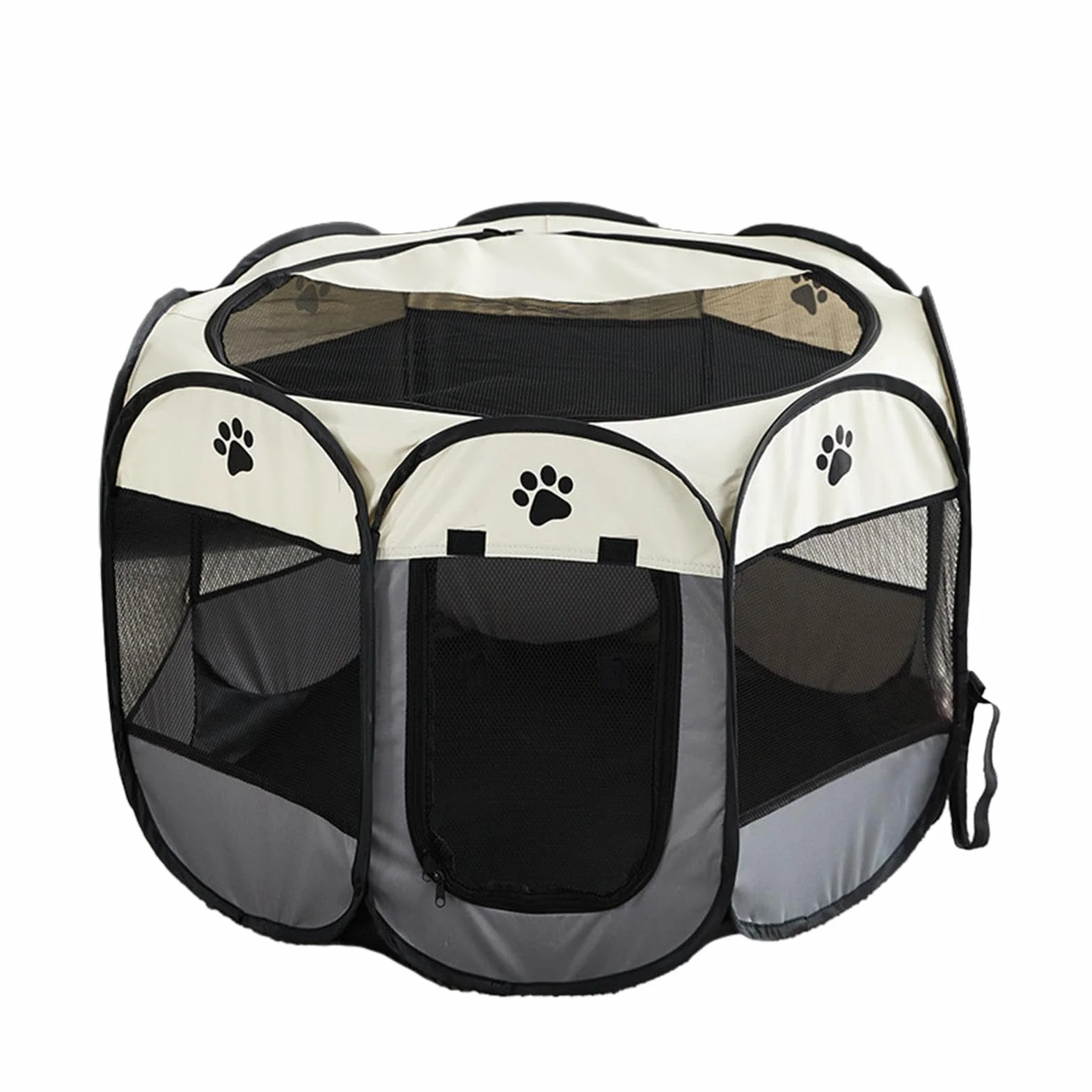 Parc pour chat d'extérieur pliable Tissu Oxford fermeture éclair enclos jeu amovible cage respirante fond imperméable