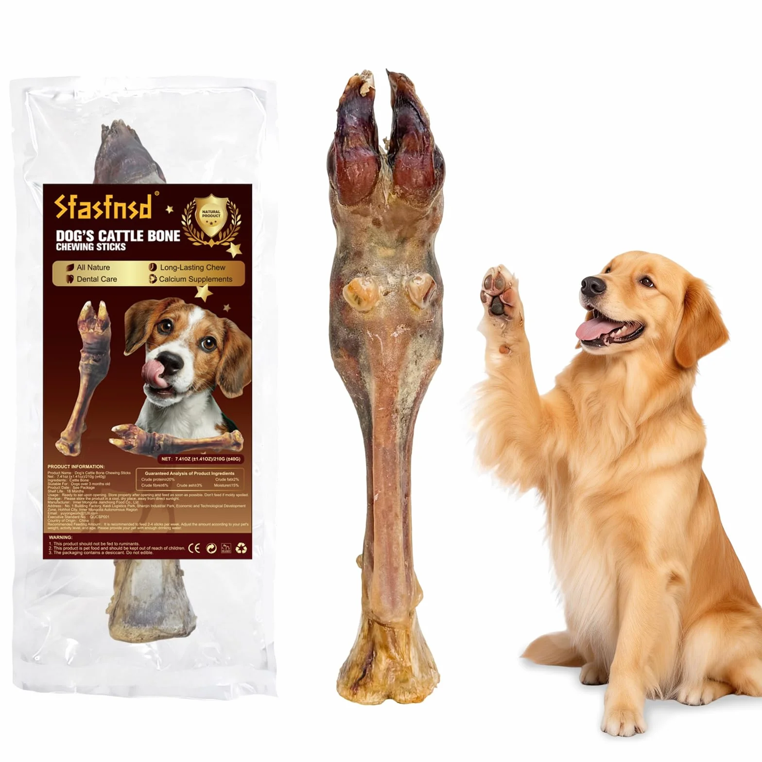 Natural Hoof Beef Bone Treats 200g Friandises pour Chiens en Sabots de Bœuf Séchés à l’Air