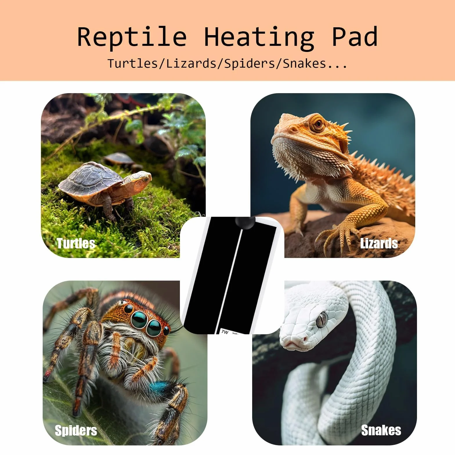 Tapis Chauffant pour Terrarium 15x28 cm Réglable Reptiles 7W 220-240V