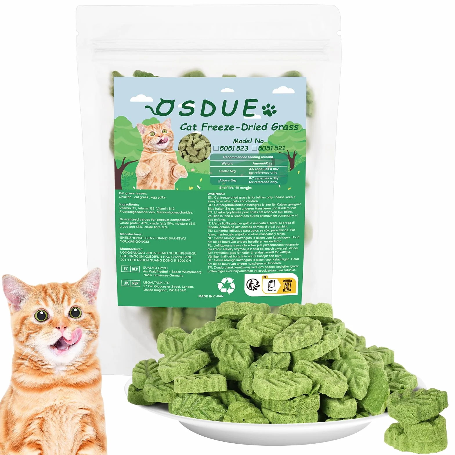 Bâton d'herbe à Chat 100g Feuilles lyophilisé Comestible Nettoyage des Dents Élimination des Boules de Poils pour Chat