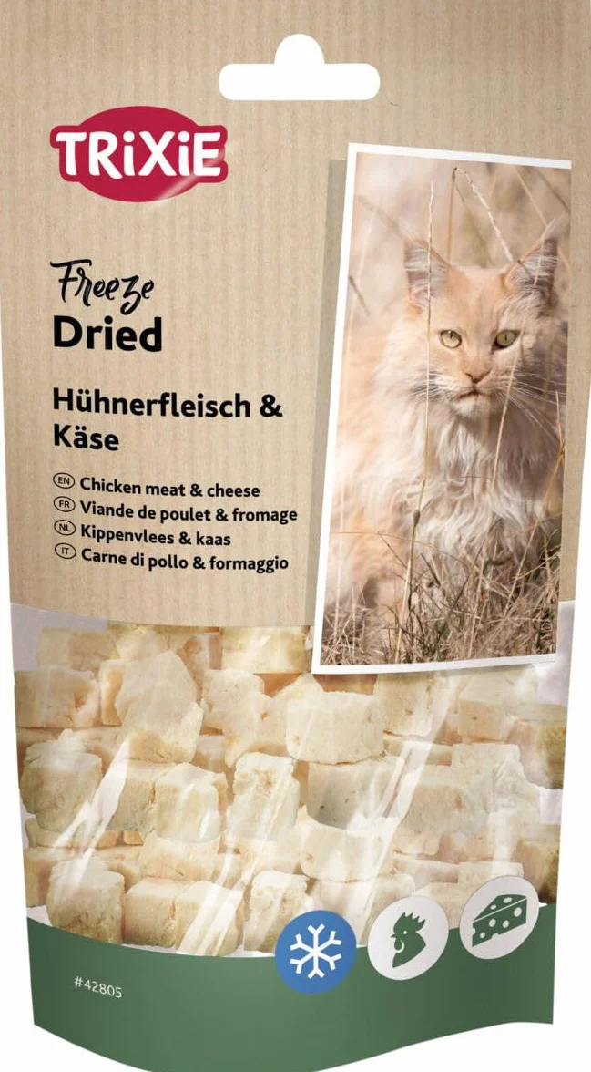 Trixie Freeze Dried Poulet & Fromage 3 x 25 g Snack lyophilisé pour Chats sans additifs