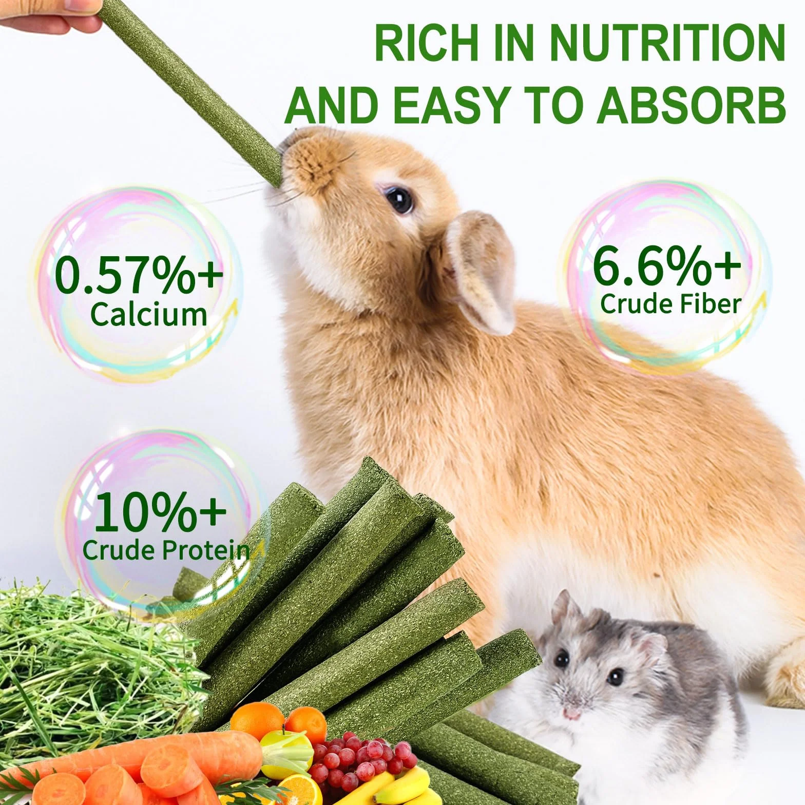 Foin de Fléole des Prés Naturel pour Cochons d'Inde, Chinchilla, Hamsters, Lapin - Jouets à Mâcher 30 Pièces