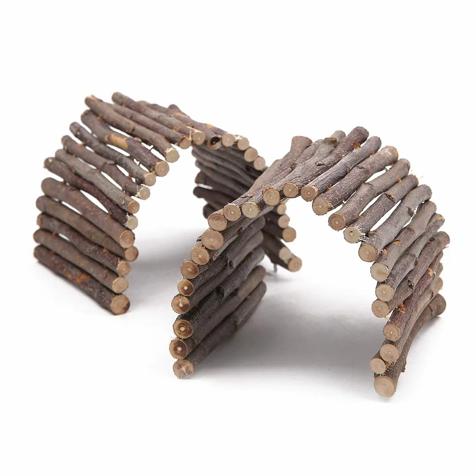 Lot de 2 ponts à mâcher en bois pour hamster reptile lézard tortue