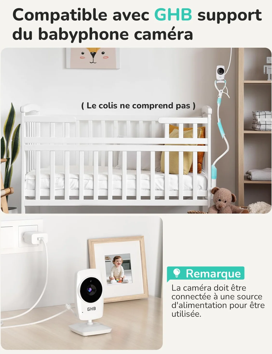 Babyphone Caméra Bébé Surveillance 3,2 pouces LCD 2100mAh Capteur de Température Vision Nocturne 2X Zoom Audio Bidirectionnel