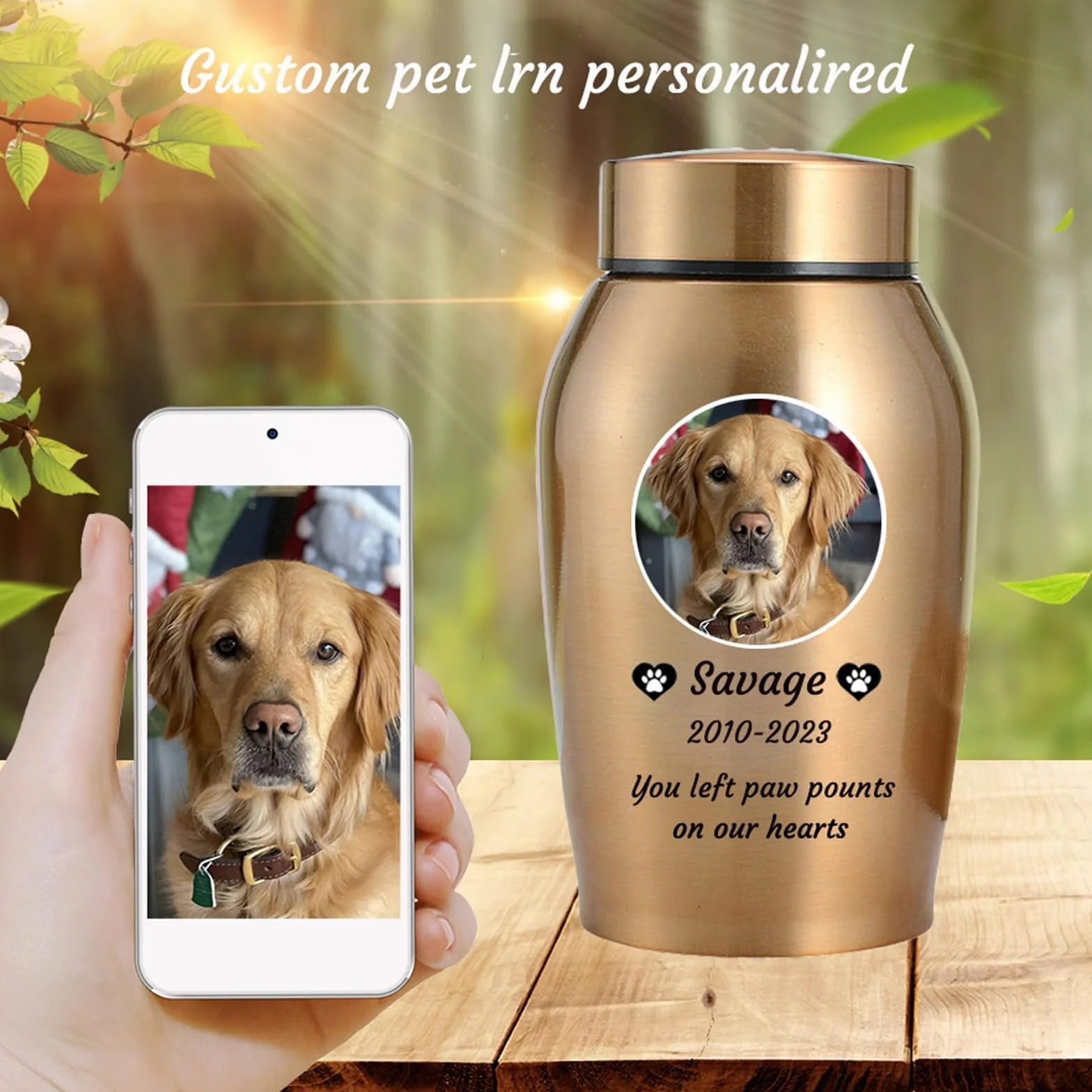 Urnes pour Cendres de Chien personnalisées en Acier Inoxydable, Bleu, Big