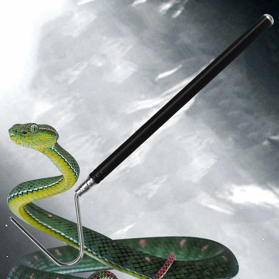 DONGKER Bâton de Capture de Reptiles en Acier Inoxydable 40 Pouces Extensible pour Attraper les Serpents