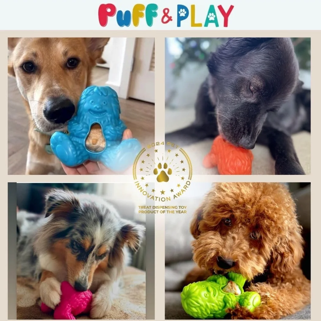 Yeti Puff and Play – Jouet interactif pour chien – Distributeur de friandises – Jouet à mâcher stimulant amusant pour la dentition, l'entraînement comportemental, apaisant l'anxiété, pour les mâcheurs
