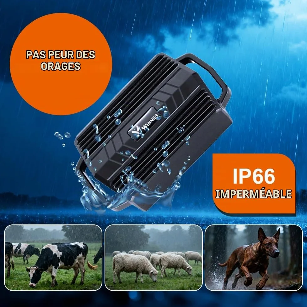 TKMARS Traceur GPS 4G pour Grands Animaux (Chiens de Chasse, Chevaux, Bétail) | Collier GPS Étanche IP66 | Suivi en Temps Réel et Historique | Autonomie 30 Jours | Alerte Geo-Clôture TK935