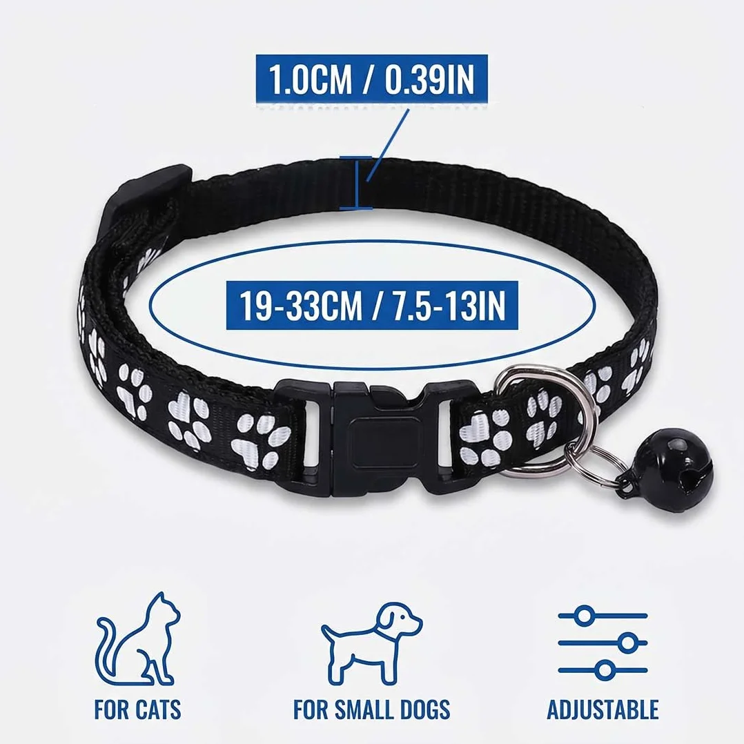 Collier Chat Sécurité Anti-Étranglement 2 Pièces Réglable 19-32 Cm Noir