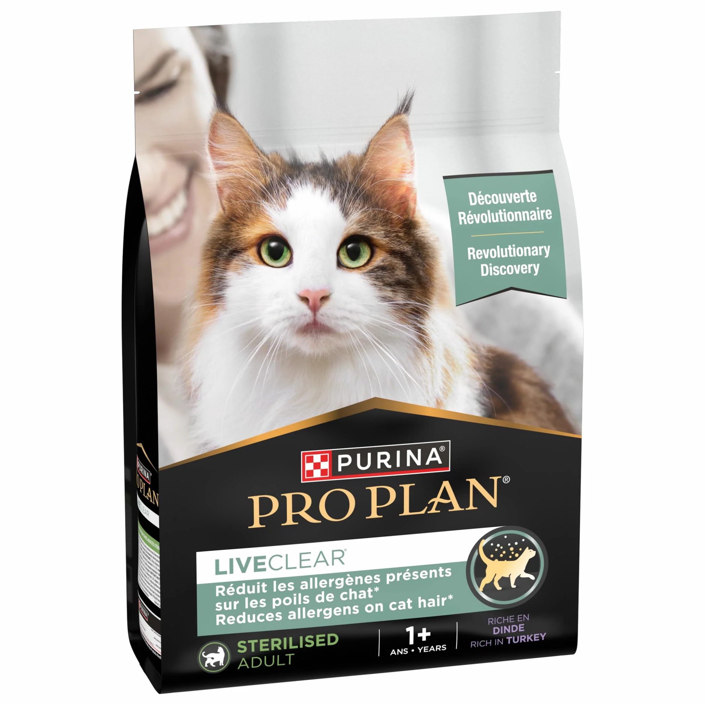 PURINA PRO PLAN Liveclear Croquettes Chat Adulte Stérilisé Réduit Allergènes Poils Dinde Sac 2,8kg