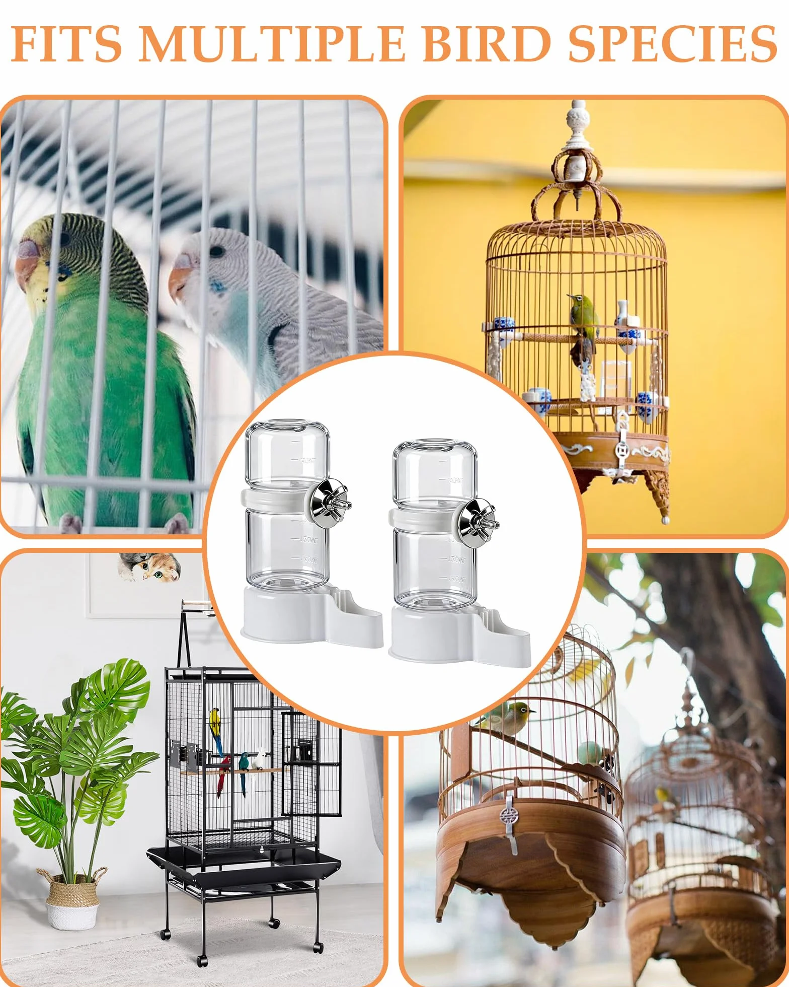 Distributeur Automatique d'eau pour Oiseaux 140ml Buveur Automatique pour Oiseaux, Passereaux, Perroquets