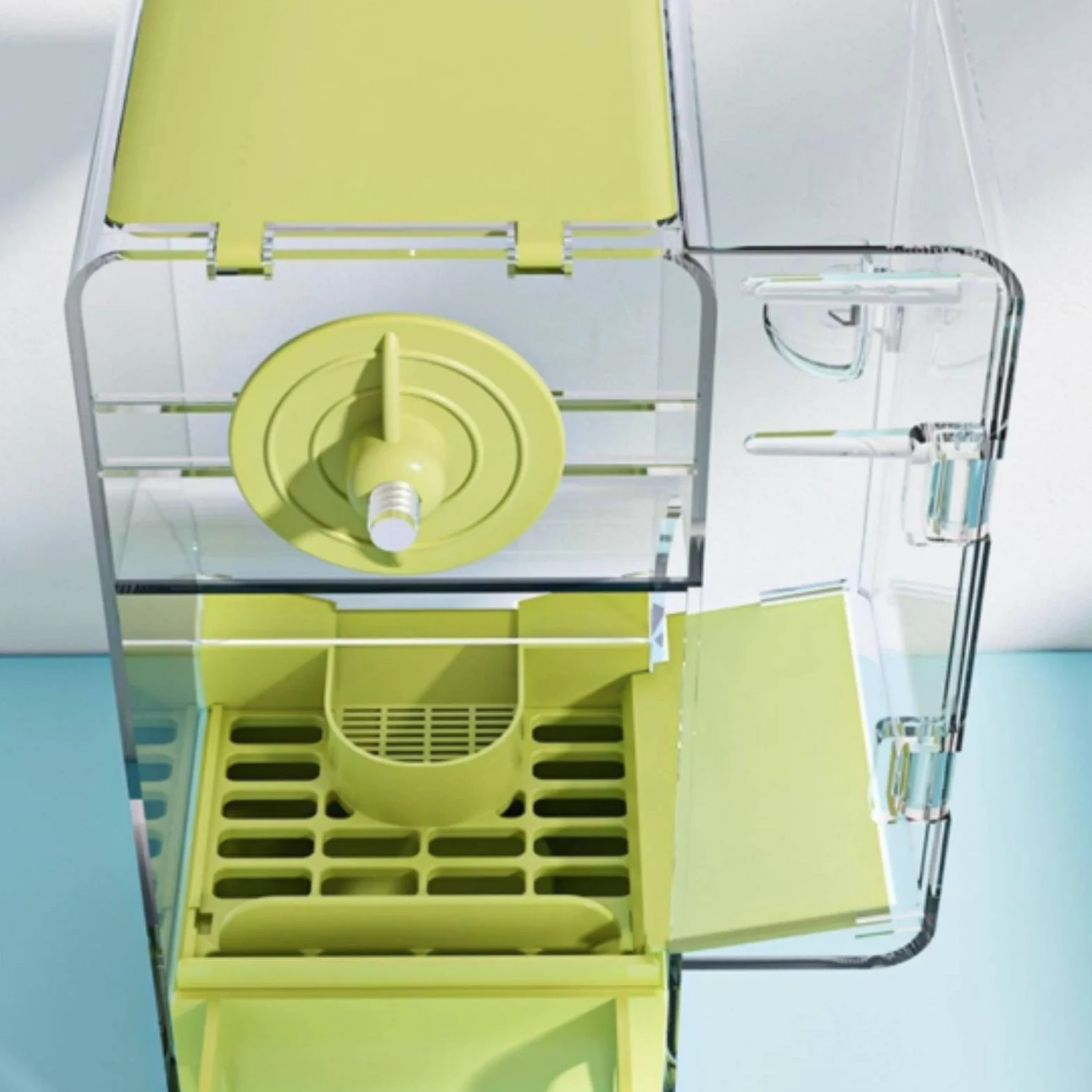 Mangeoire Automatique pour Oiseaux Distributeur Mangeoire Trémie Perchoir Grille Élargie Anti-éparpillement Réservoir Visible en PP Remplissage Rapide, Array, Rose