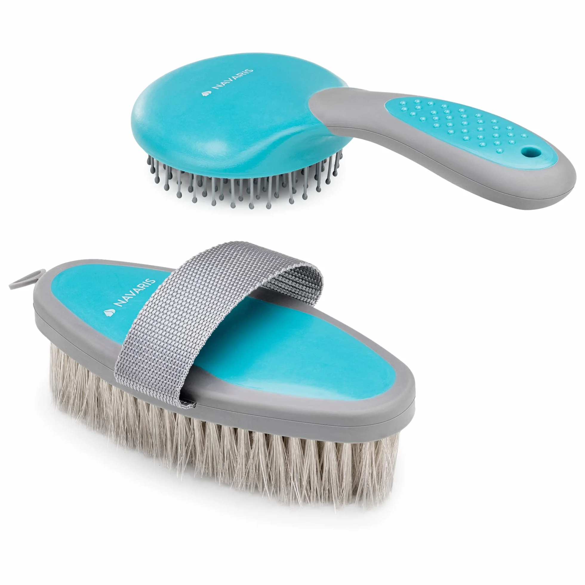 Navaris Brosse Cheval équitation - Kit 2X Brosse de pansage pour crinière Corps Queue - Accessoires démêlage Soin Chevaux