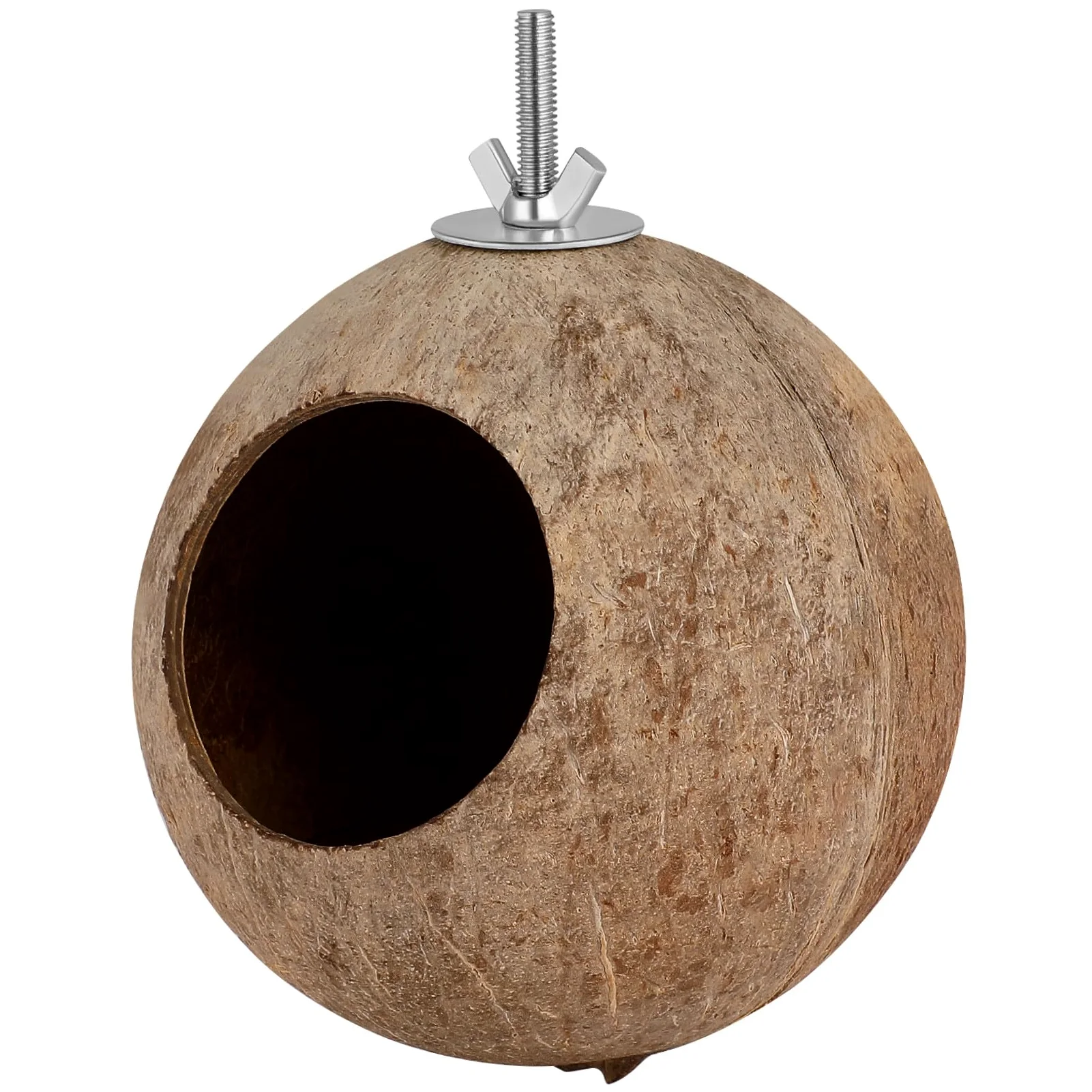 Balacoo Nid d'Oiseau en Noix de Naturelle, Cabane Suspendue pour Hamster, Perruche, Canari et Petite Souris, Abri de Repos et Jouet de Cage Écologique, Cachette pour Reproduction (15 cm)