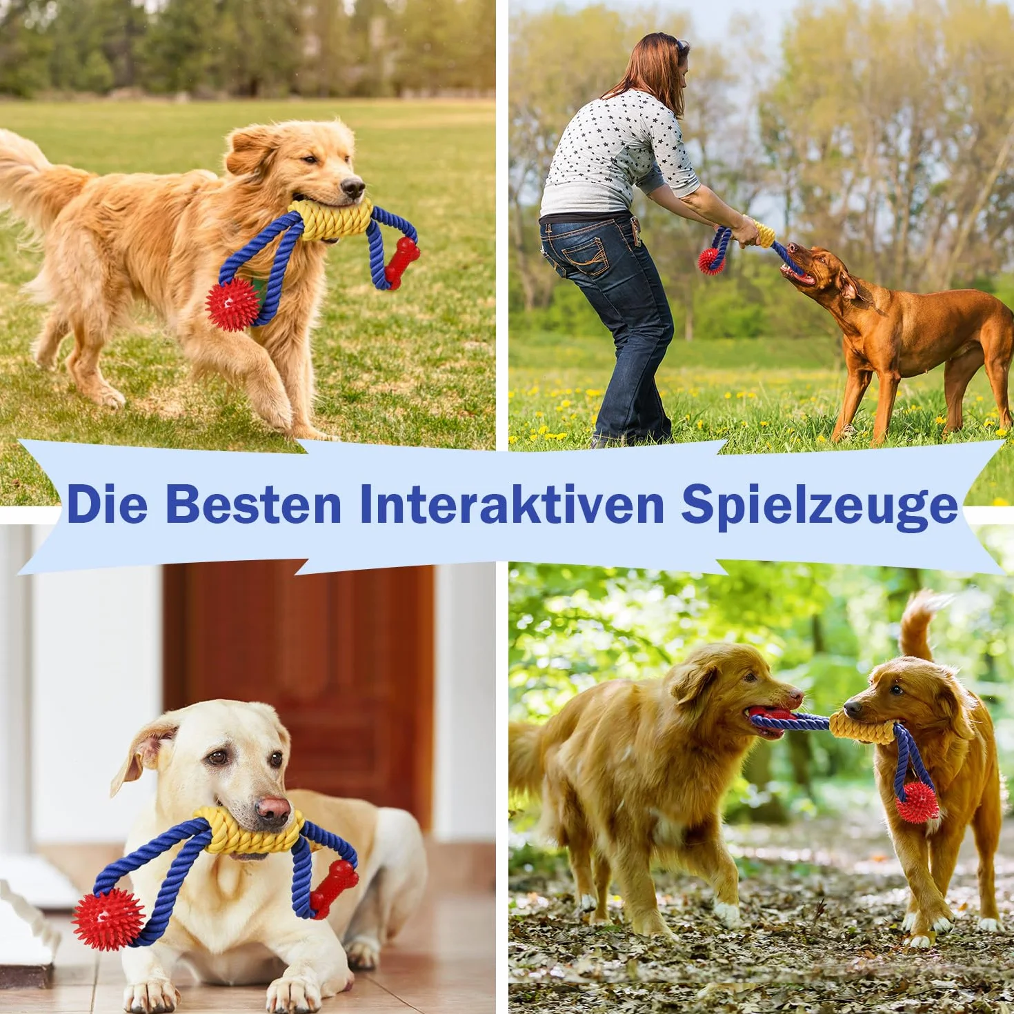 Aitmexcn Jouet Chien Indestructible 43 cm – Corde et Balle à Mâcher en Coton, Jouet Interactif pour Petits et Moyens Chiens, Nettoyage Dentaire et Anti Ennui