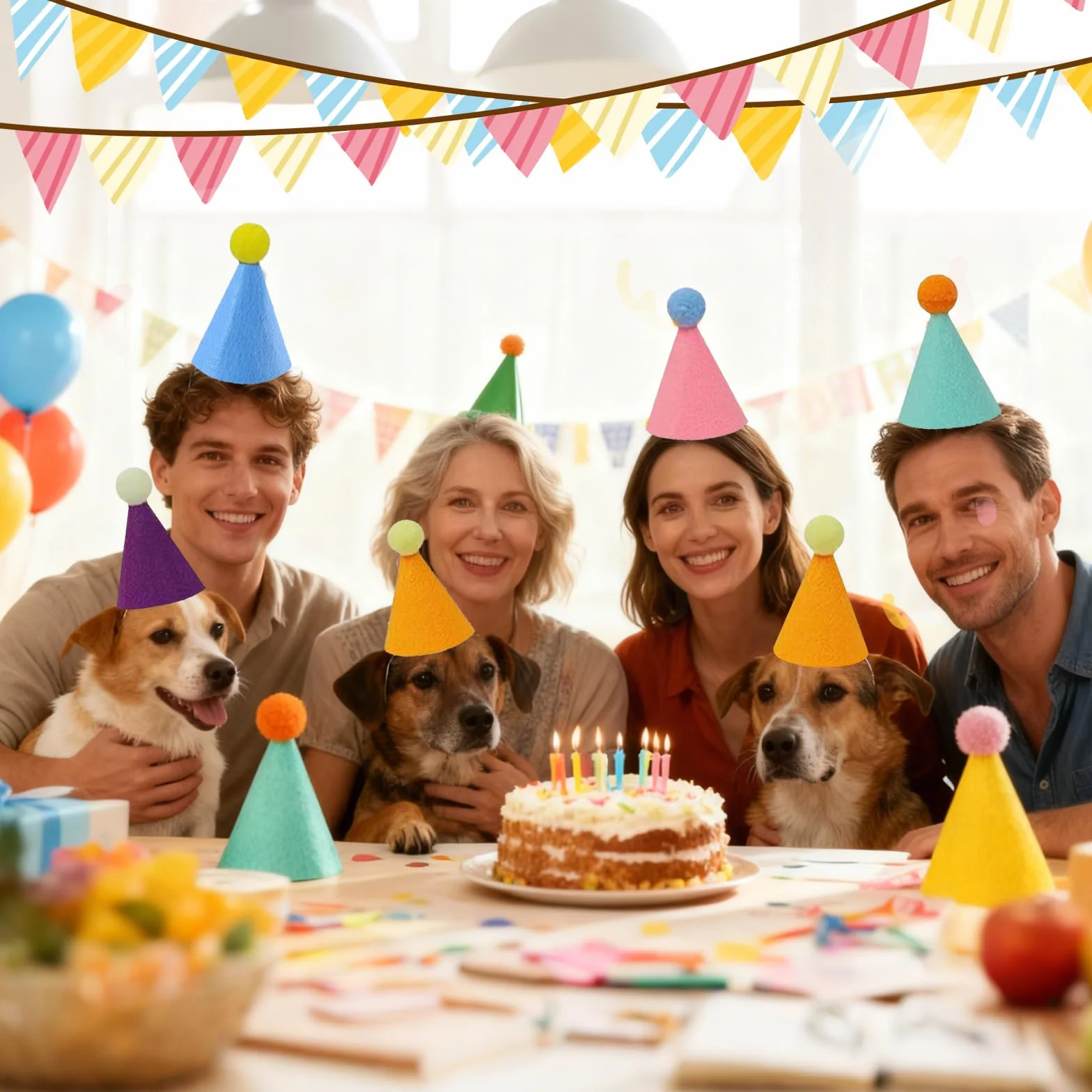 Lot de 12 mini chapeaux de fête pour animaux en peluche - Chapeaux d'anniversaire pour chats, chiens, lapins et divers accessoires pour animaux - Décoration de festival