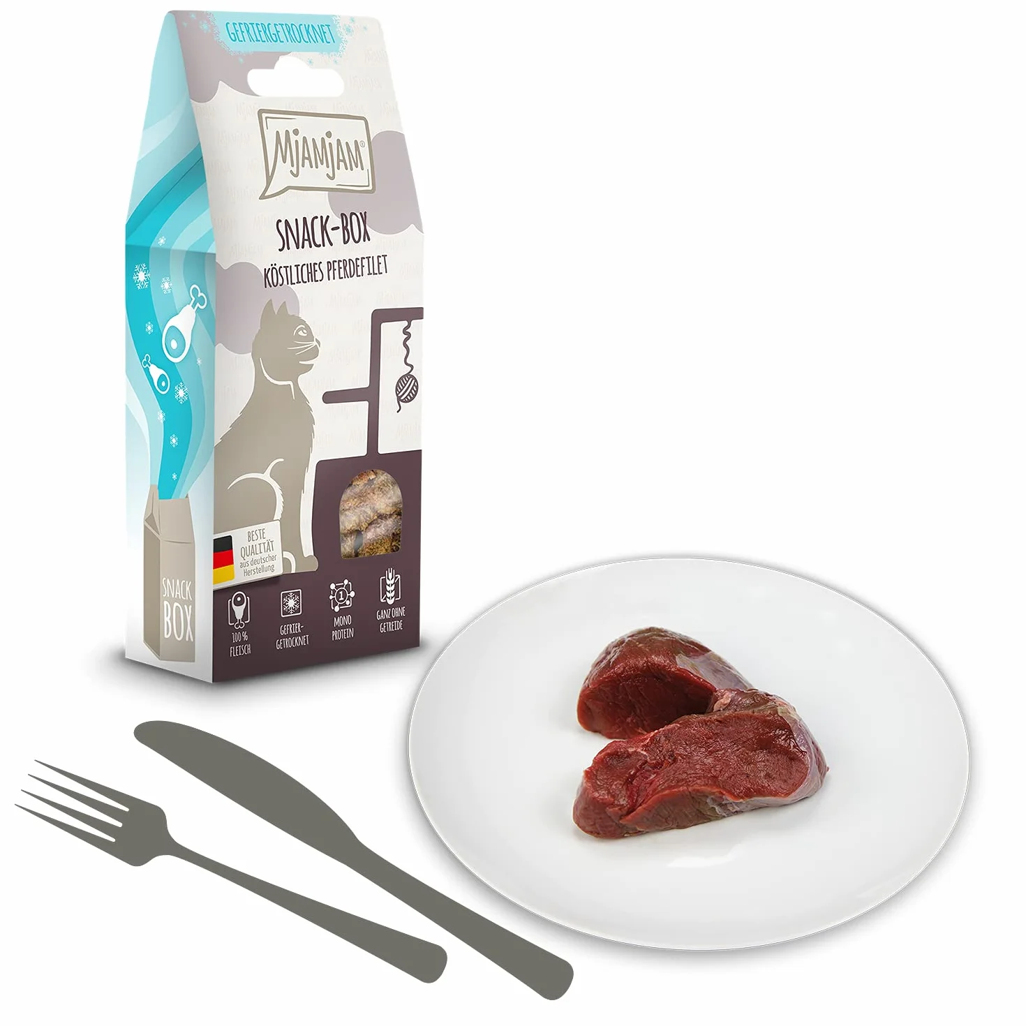 MjAMjAM Snack Premium pour Chat Filet de Cheval 40 g Naturel sans conservateurs