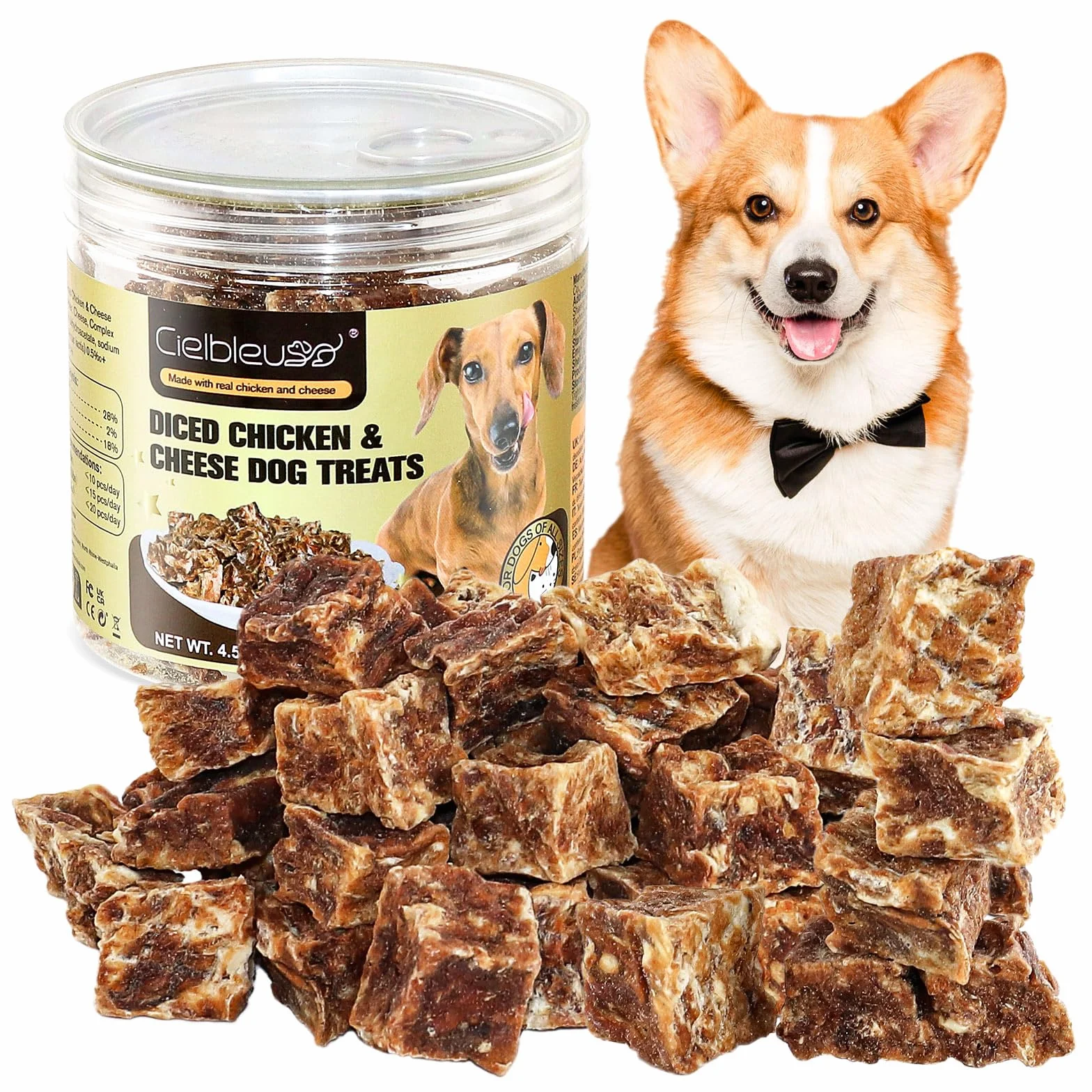 Friandise pour Chiens Poitrine de Poulet Cuite au Four et Fromage sans Céréales 128g