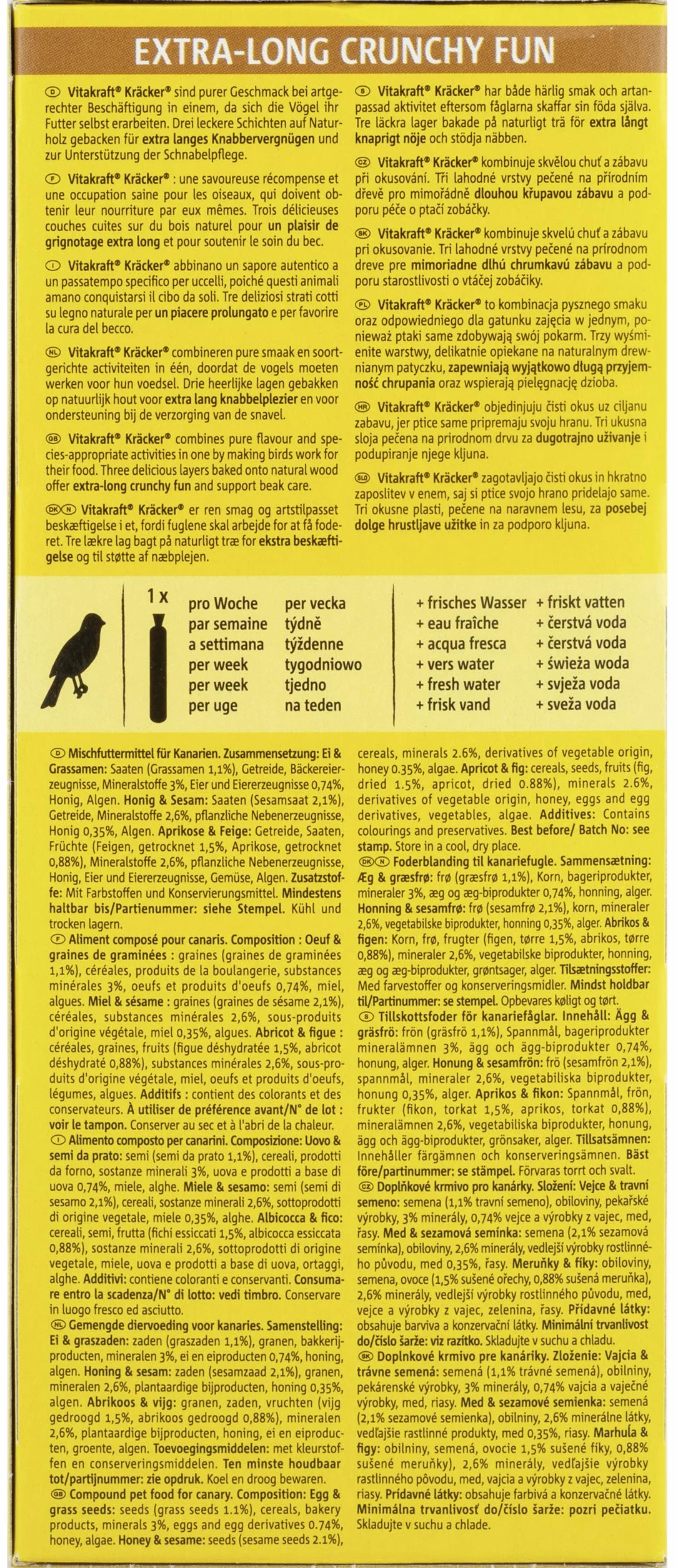 VITAKRAFT Set de 10 Boîtes de 3 Kräckers Trio Mix Friandise pour Canaris Œuf/Graines de Graminées/Figue Abricot/Miel Sésame