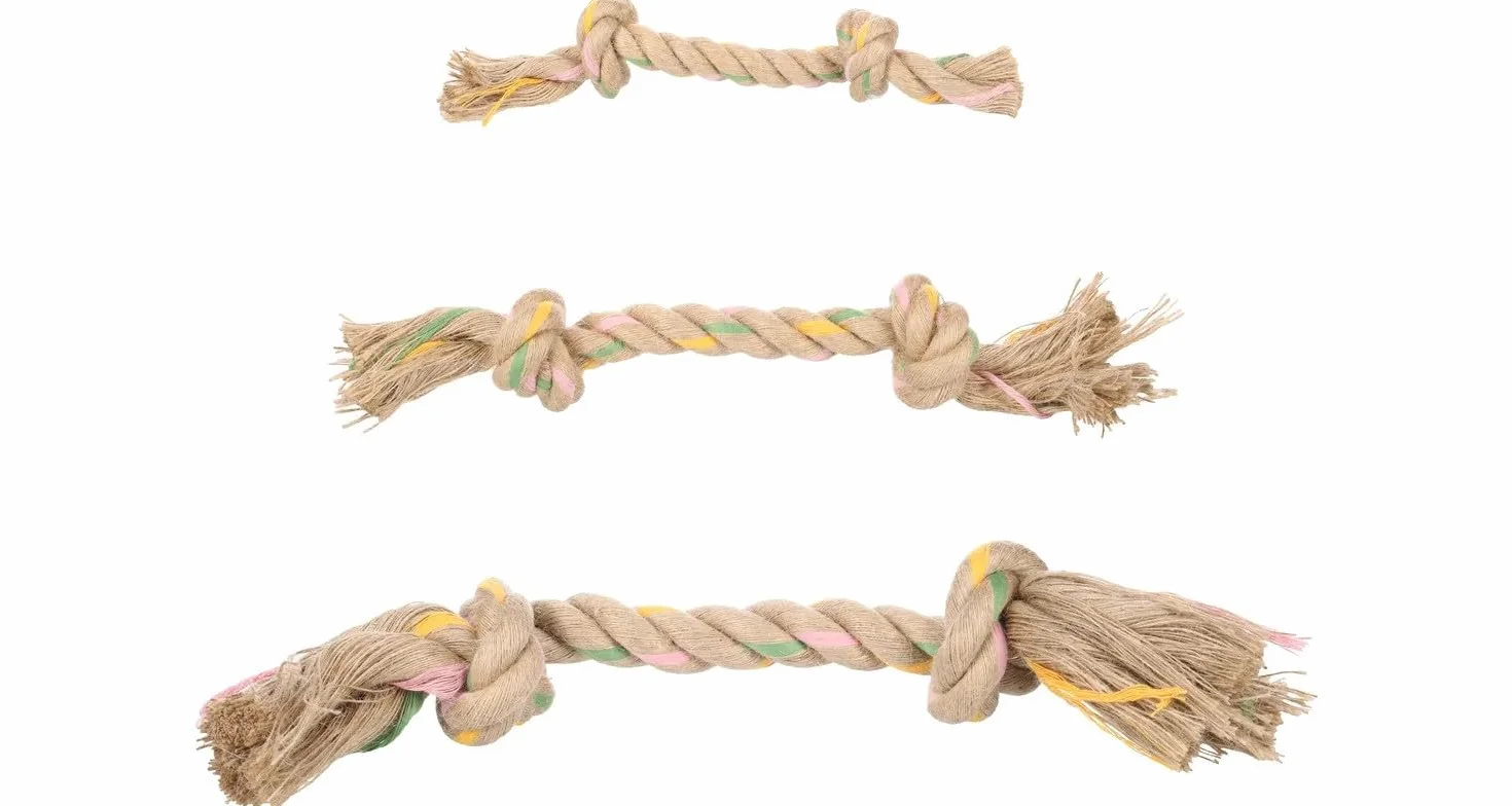 Flamingo Jouet Chien Puppy Luro Corde 2 Nœuds Brun M 32×5×5 cm Chanvre Naturel