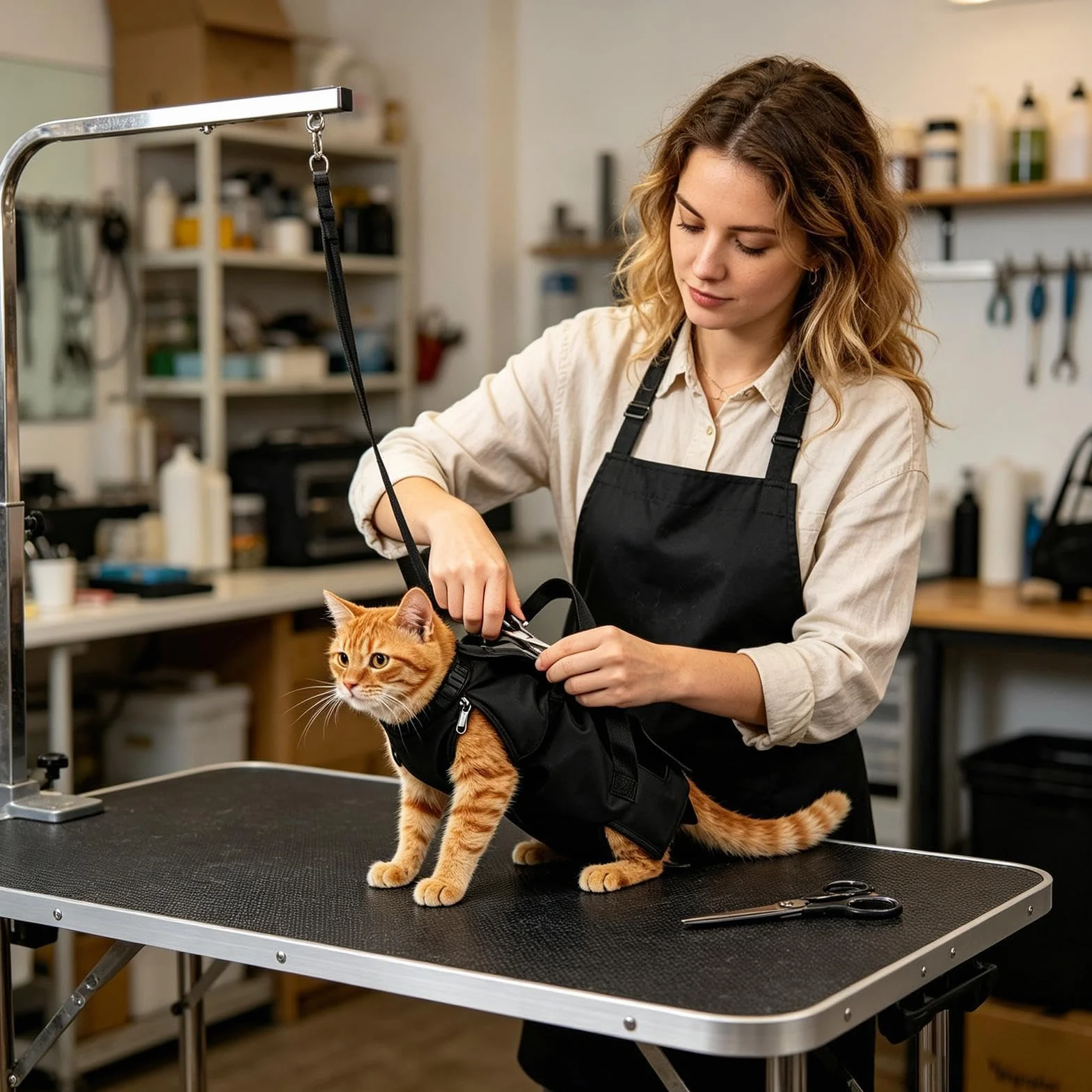 Sac de retenue de toilettage pour chat en nylon anti-rayures portable pour voyage