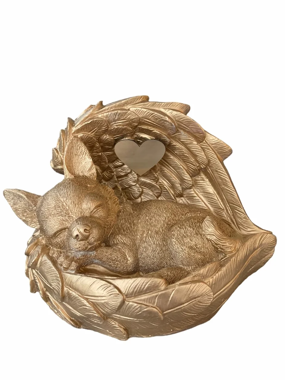 Monello Urne pour chien Chihuahua ailes d'ange bronze-doré 5 kg gravure personnalisée