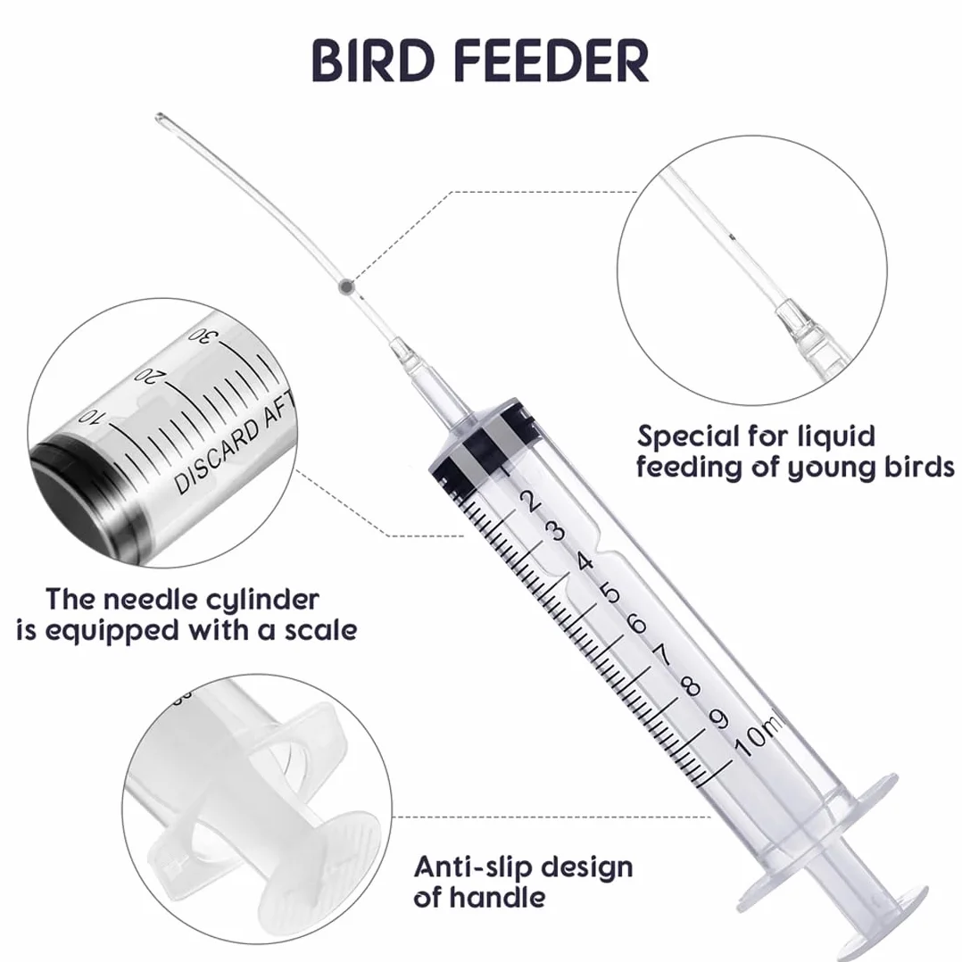 Seringue 10 ml Nourrissage Oiseaux Sondes Alimentation Oisillons Bébé Oiseau