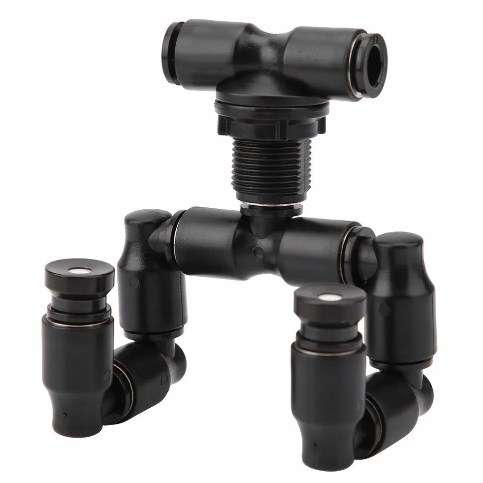 Zerodis Reptiles Buse de Terrarium, Fogger Mist Sprinkler 360° réglable Double tête pour Système d'Aquarium Connect 1/4'' Tub