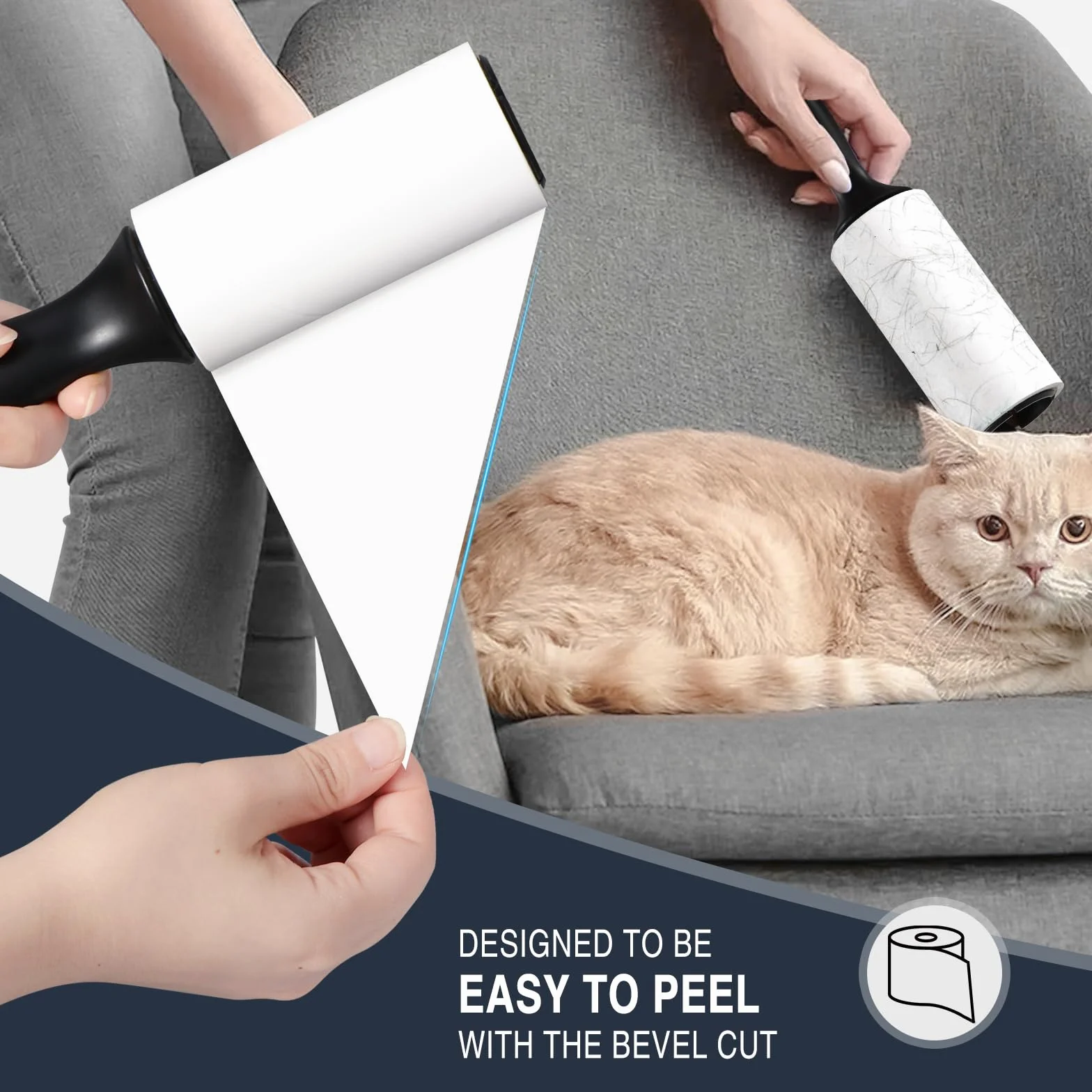 Vinabo Rouleau Adhésif Vêtement, Brosse Anti Poils Animaux avec 6 Rouleaux + 1 Poignée, 360 Feuilles