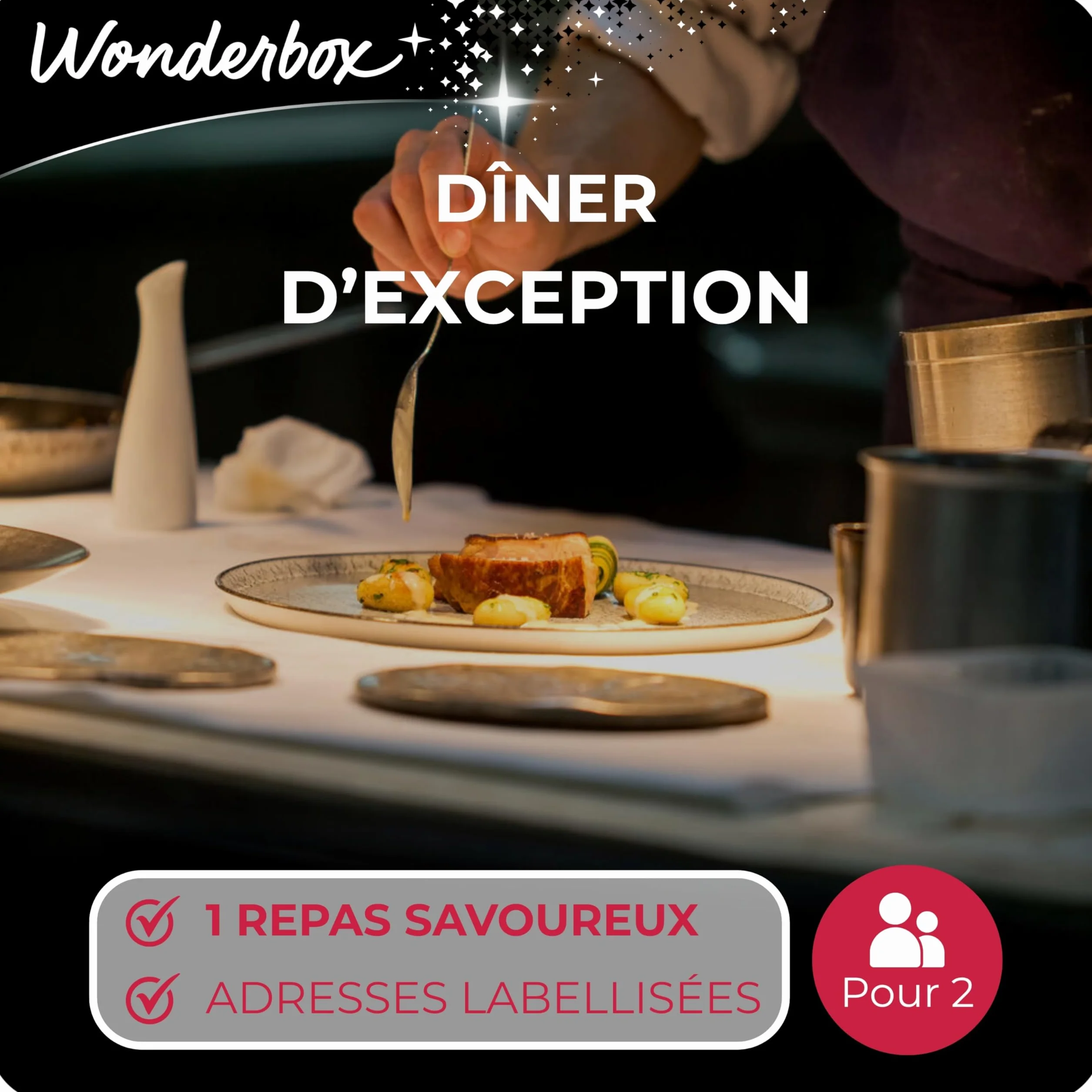 Wonderbox Coffret Cadeau Dîner d'Exception 1070 Restaurants Gastronomiques pour 2 Personnes