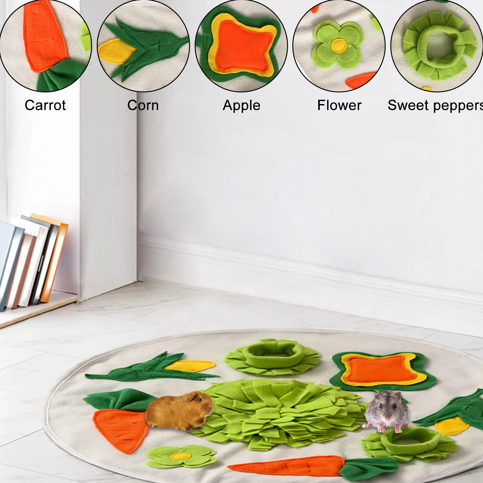 Tapis à renifler lavable pliable pour cochon d'Inde, lapin, entraînement odeur
