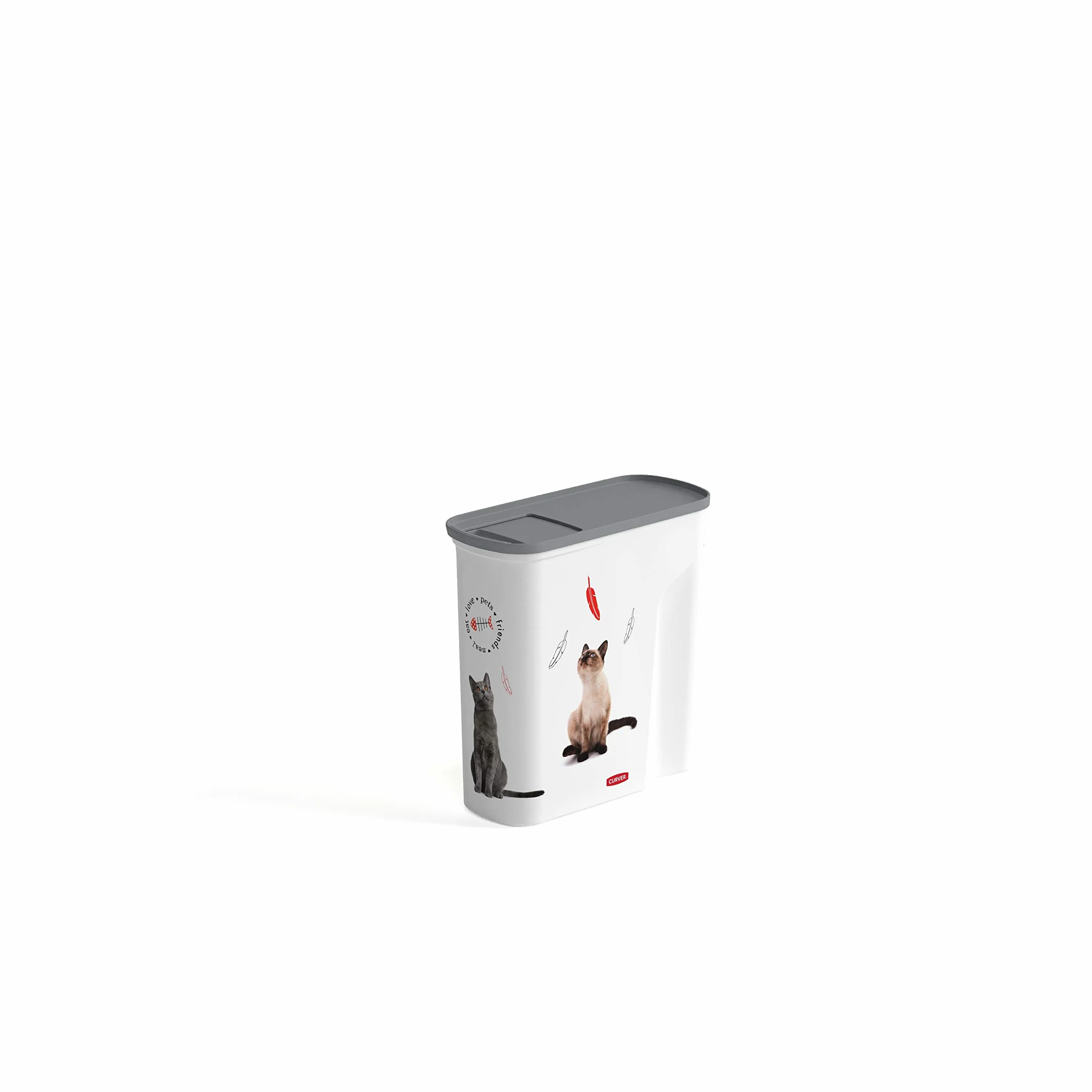 CURVER Verseuse à Croquettes Pour Chat 2,5kg 6L Rangement Hermétique Anti-Odeurs Blanc