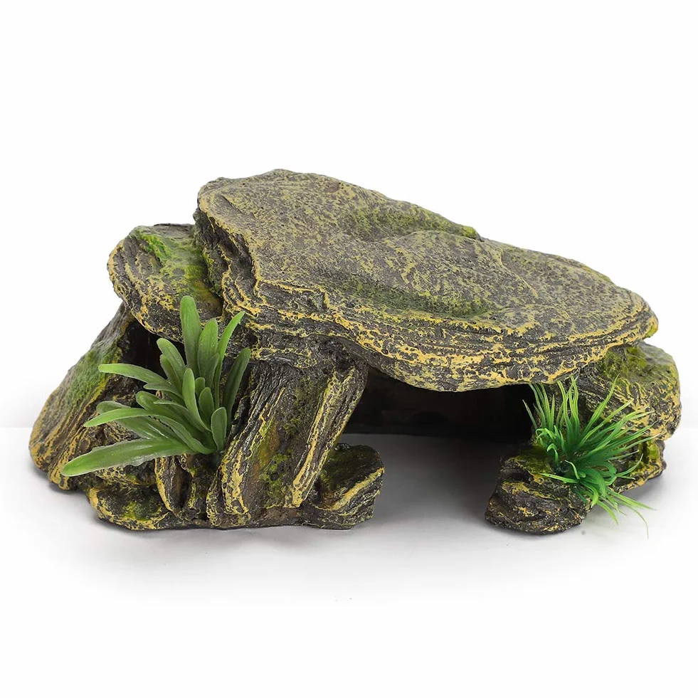 Grotte Cachette Reptile Résine 16x9.5x6.5 cm Abri Lézards Tortues Amphibiens Décoration Terrarium Aquarium