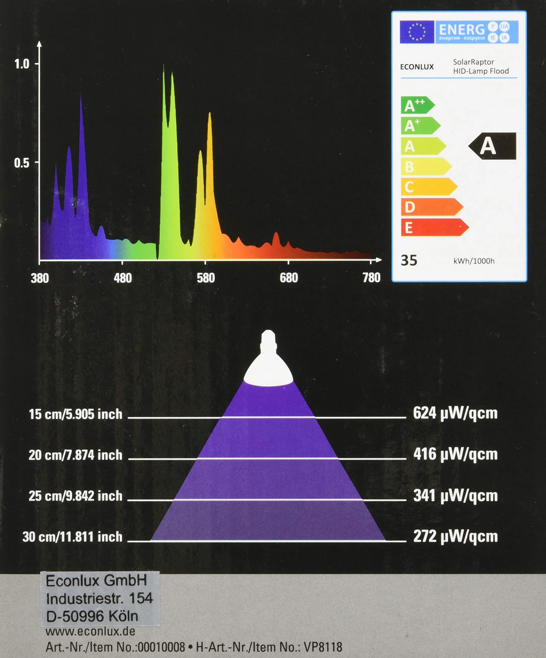 Lampe à vapeur métallique HID 35W UV Chaleur pour terrariums