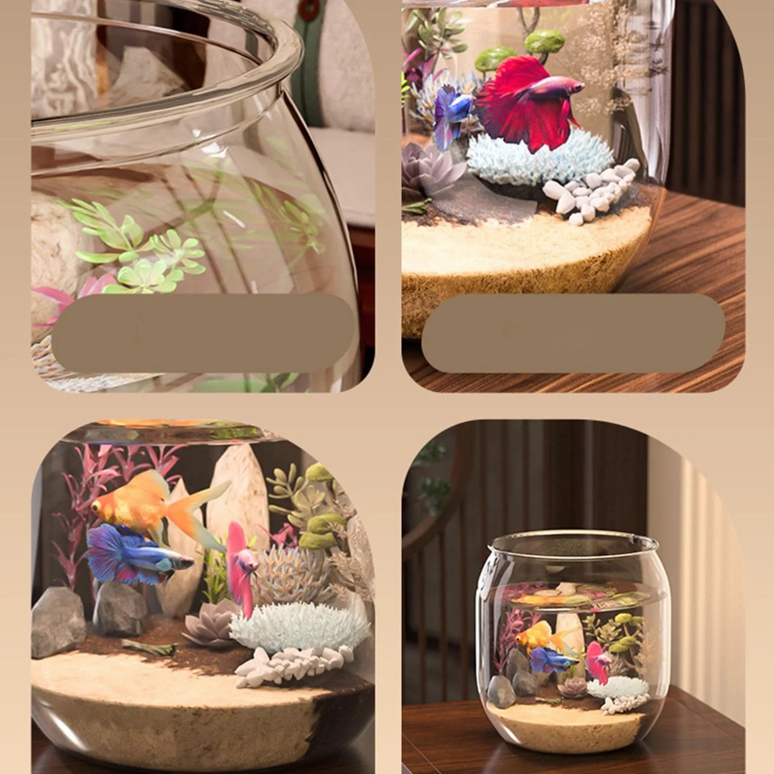 Petit Bocal Sphérique À Poissons, Aquarium Transparent Décoratif - pour Décoration Centre de Table