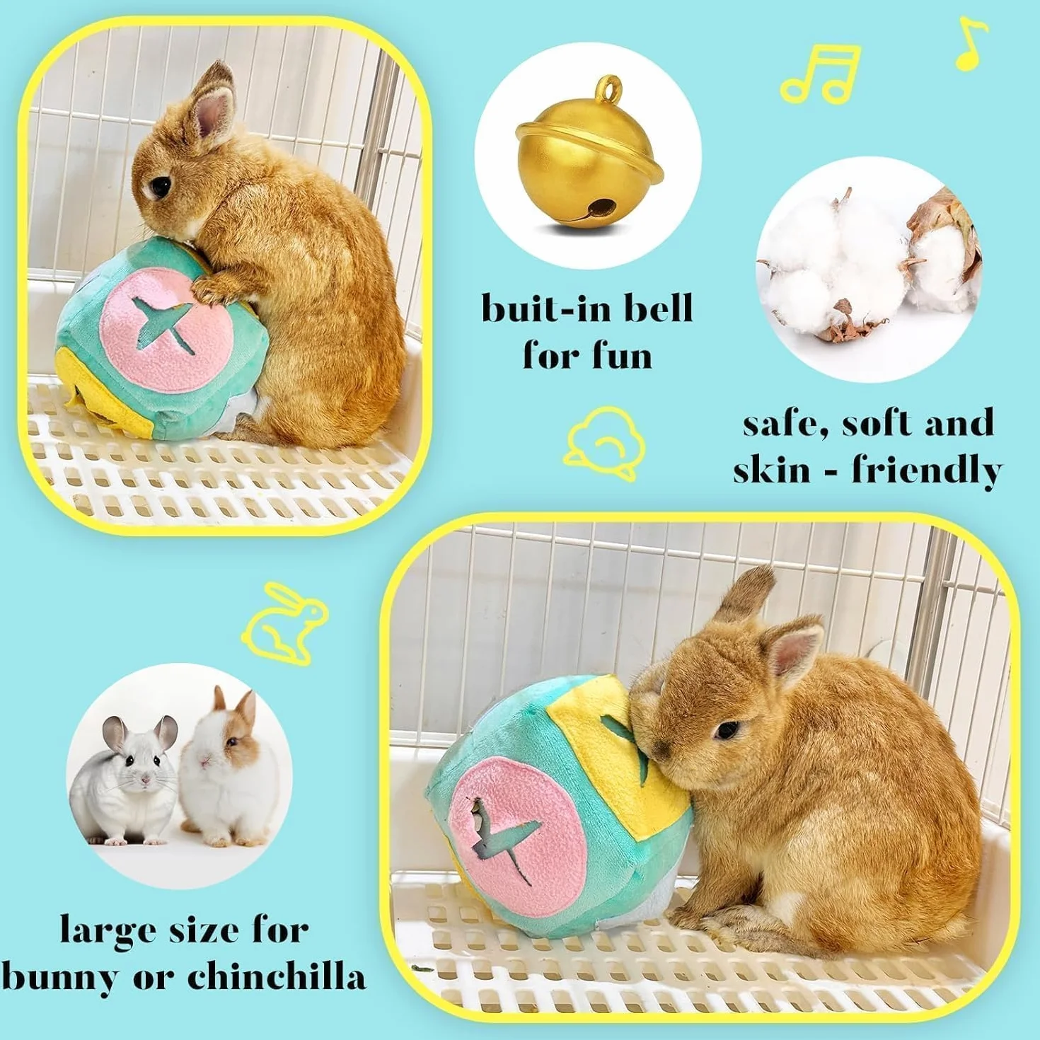 Jouet Fraîcheur Lapin Jeu Nourriture Puzzle Doux Lavable Anti-Ennui Distributeur Friandises Nasales Enrichissement Lapins Intérieur Bleu